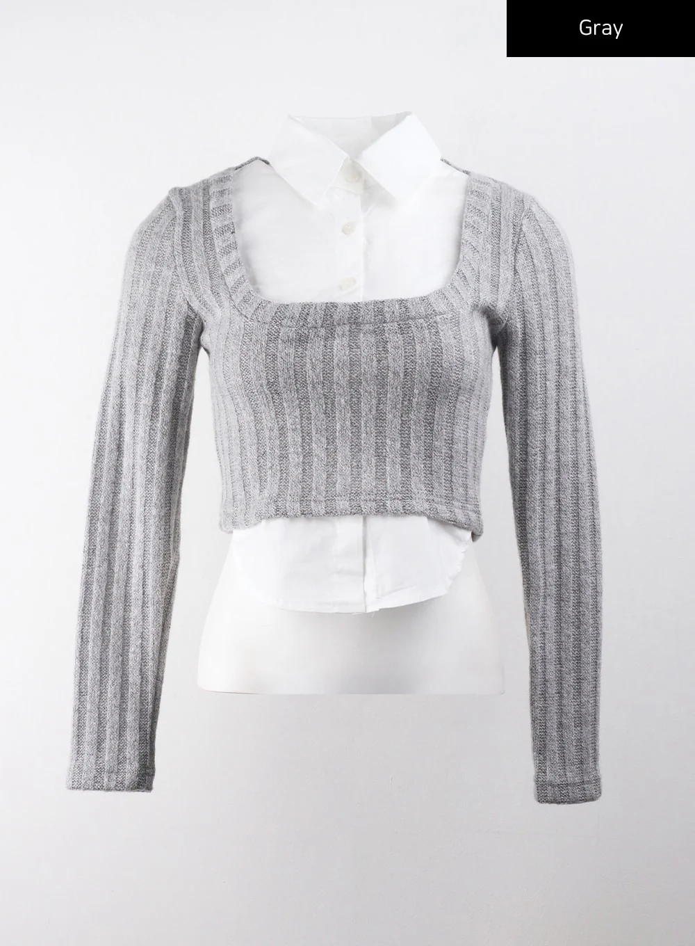 Layered Shirt Buttoned Crop Top CJ404 - Image 10
