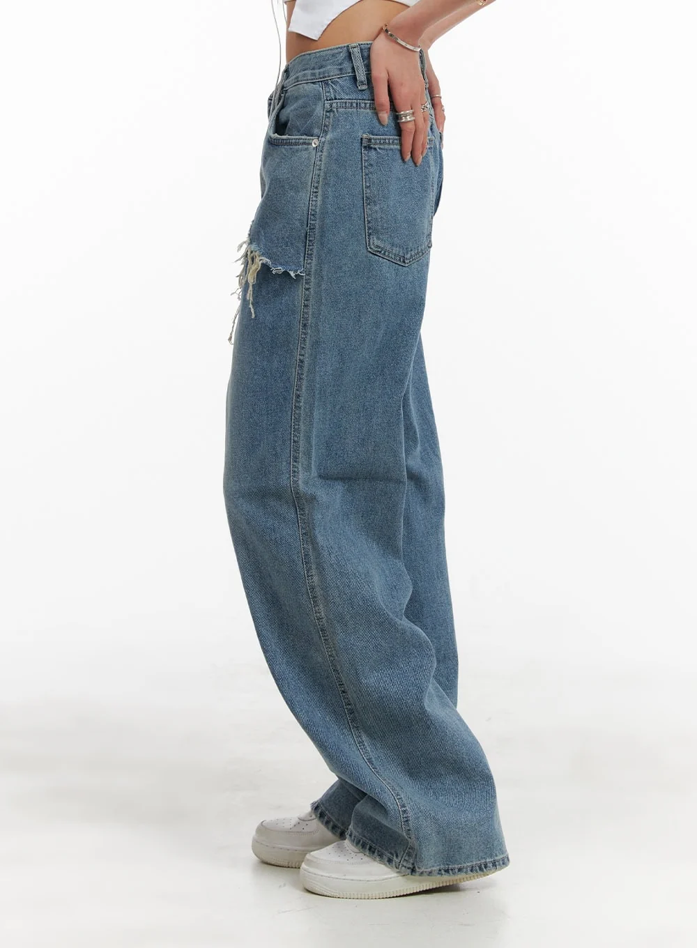 Layered Wide Leg Jeans CA430 - Image 4