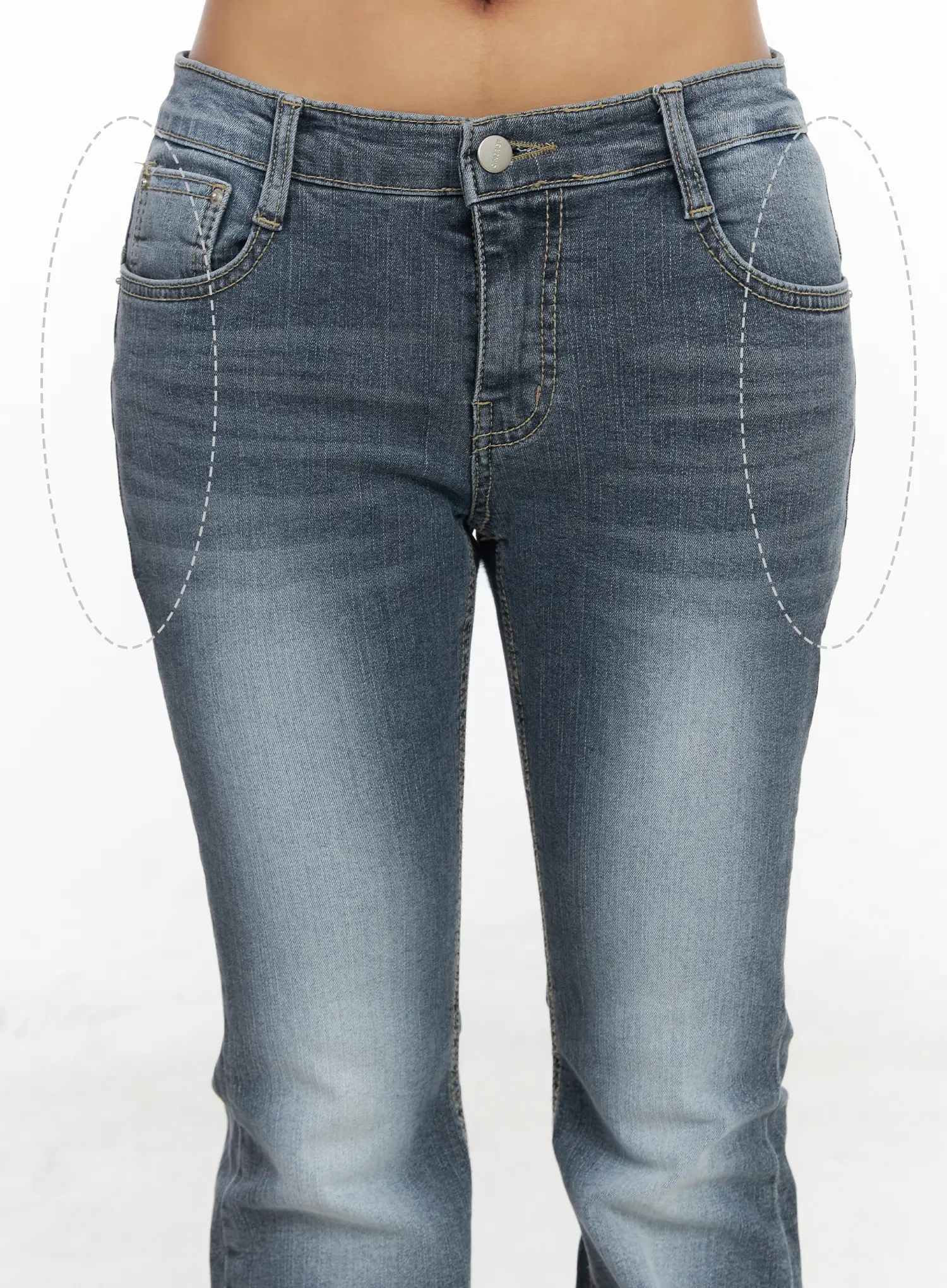 Lennon Hip-Pad Vintage Grey Flared Jeans CF513 - Image 3