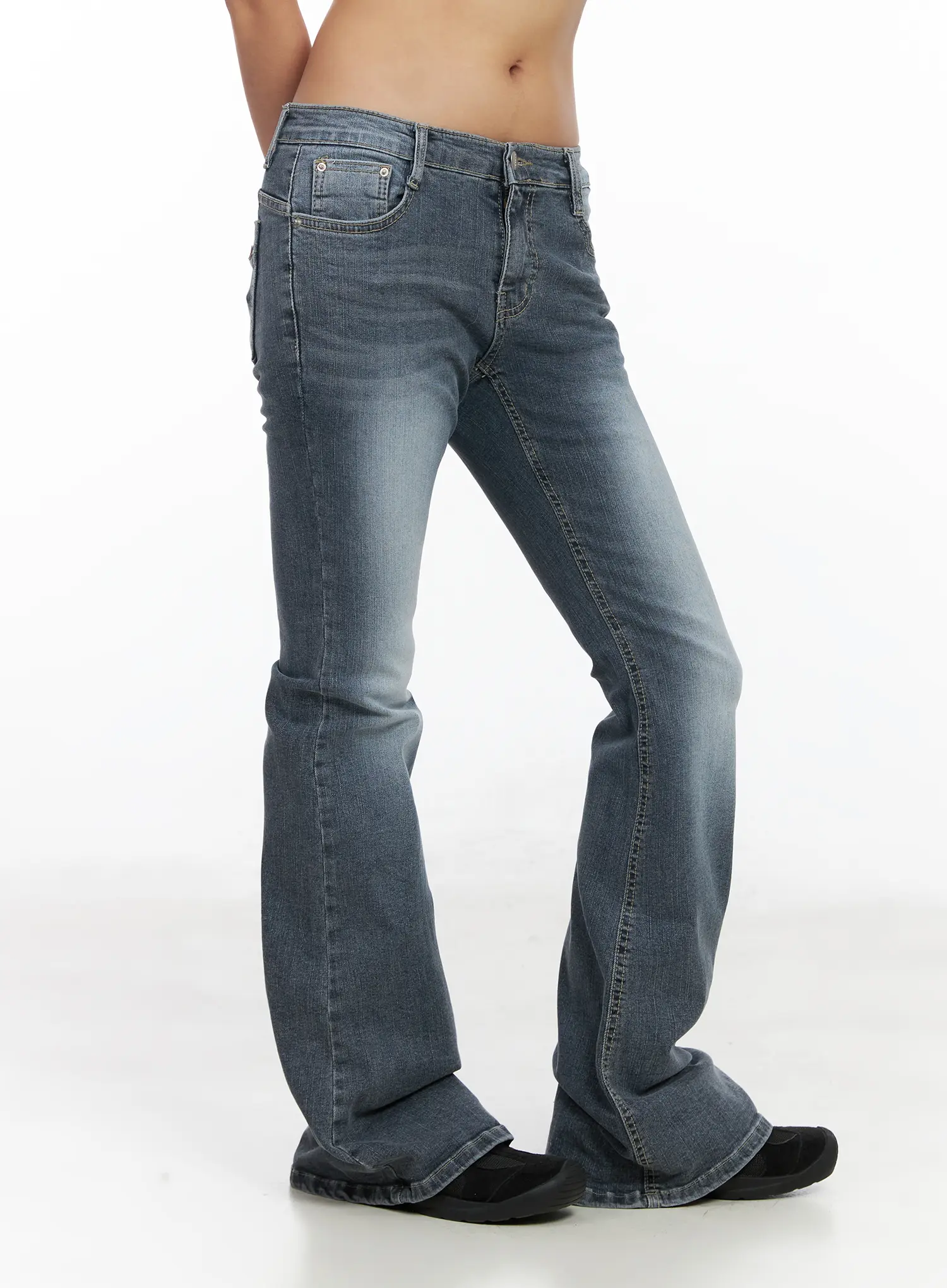 Lennon Hip-Pad Vintage Grey Flared Jeans CF513 - Image 4