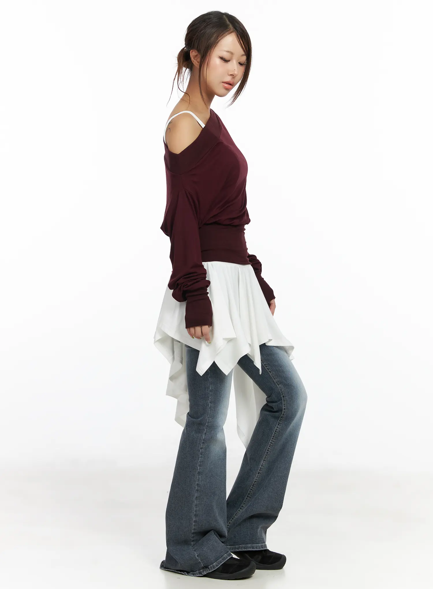 Lennon Hip-Pad Vintage Grey Flared Jeans CF513 - Image 5