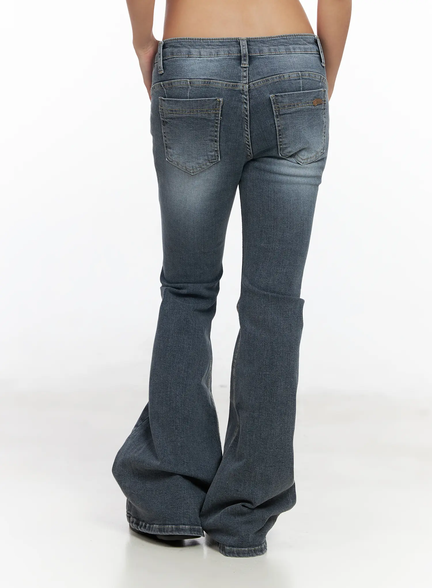 Lennon Hip-Pad Vintage Grey Flared Jeans CF513 - Image 7