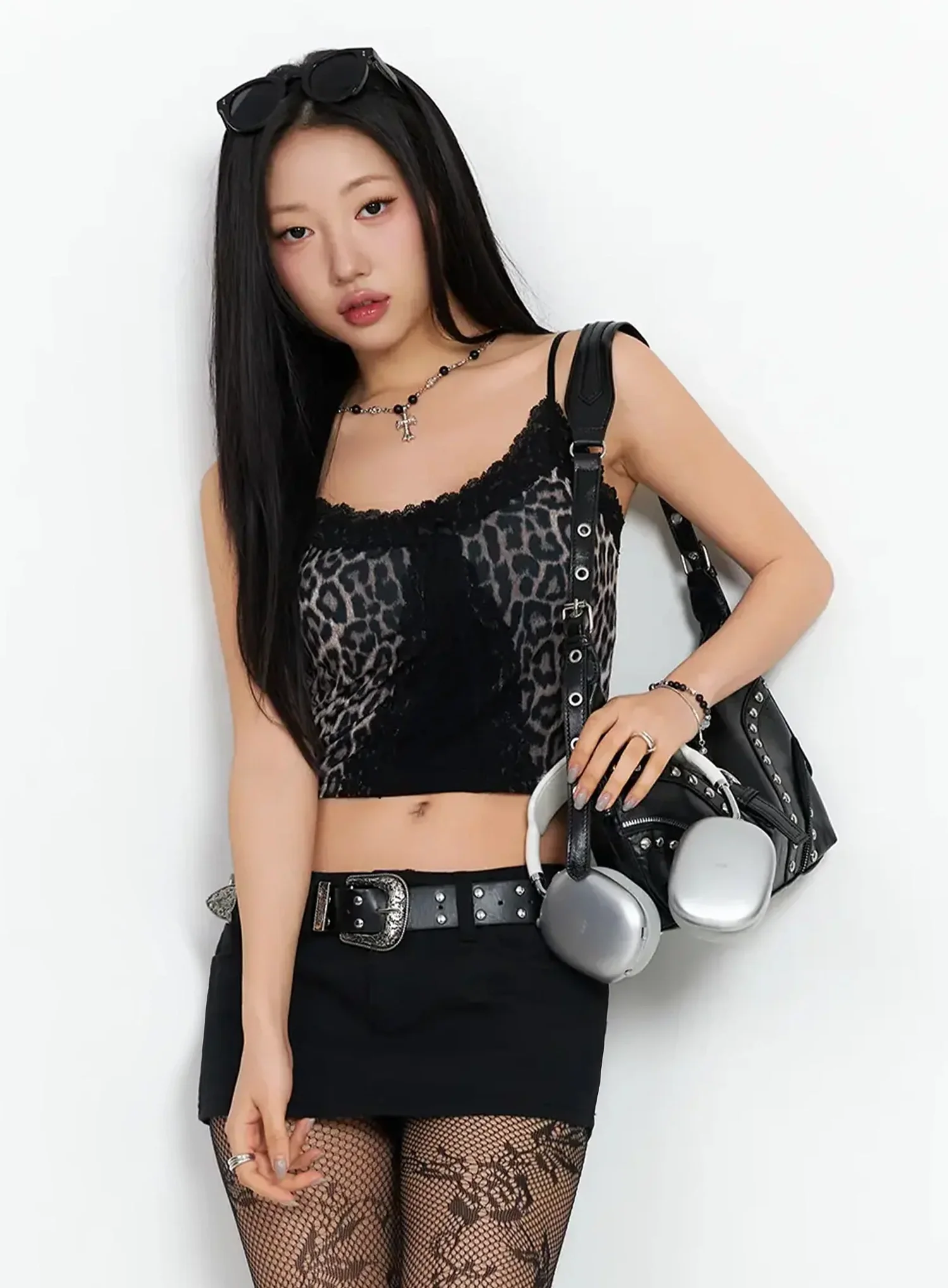 Leopard Print Lace-Trim Cami IA507