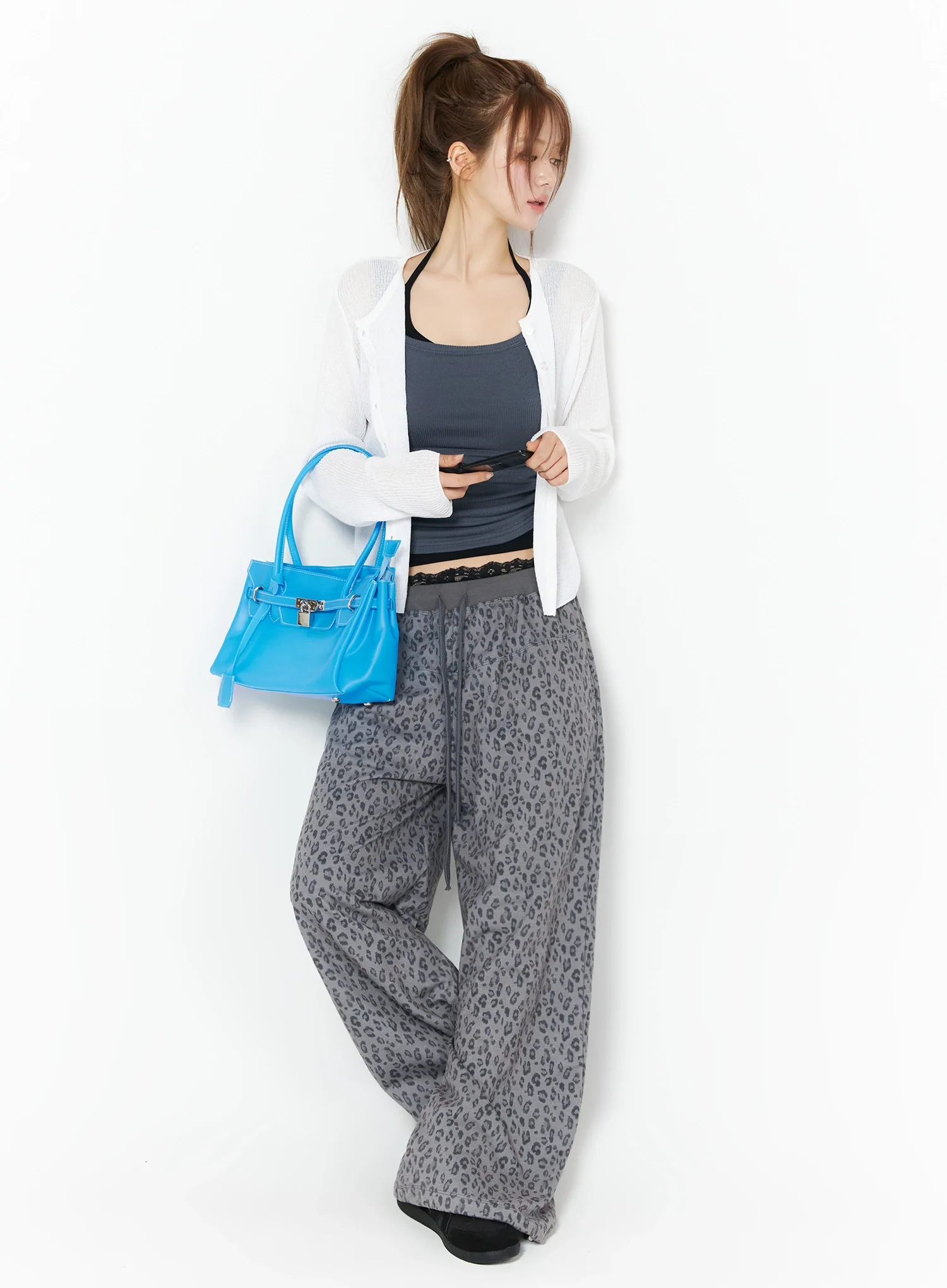 Leopard Print Wide-Leg Sweatpants IU525 - Image 13