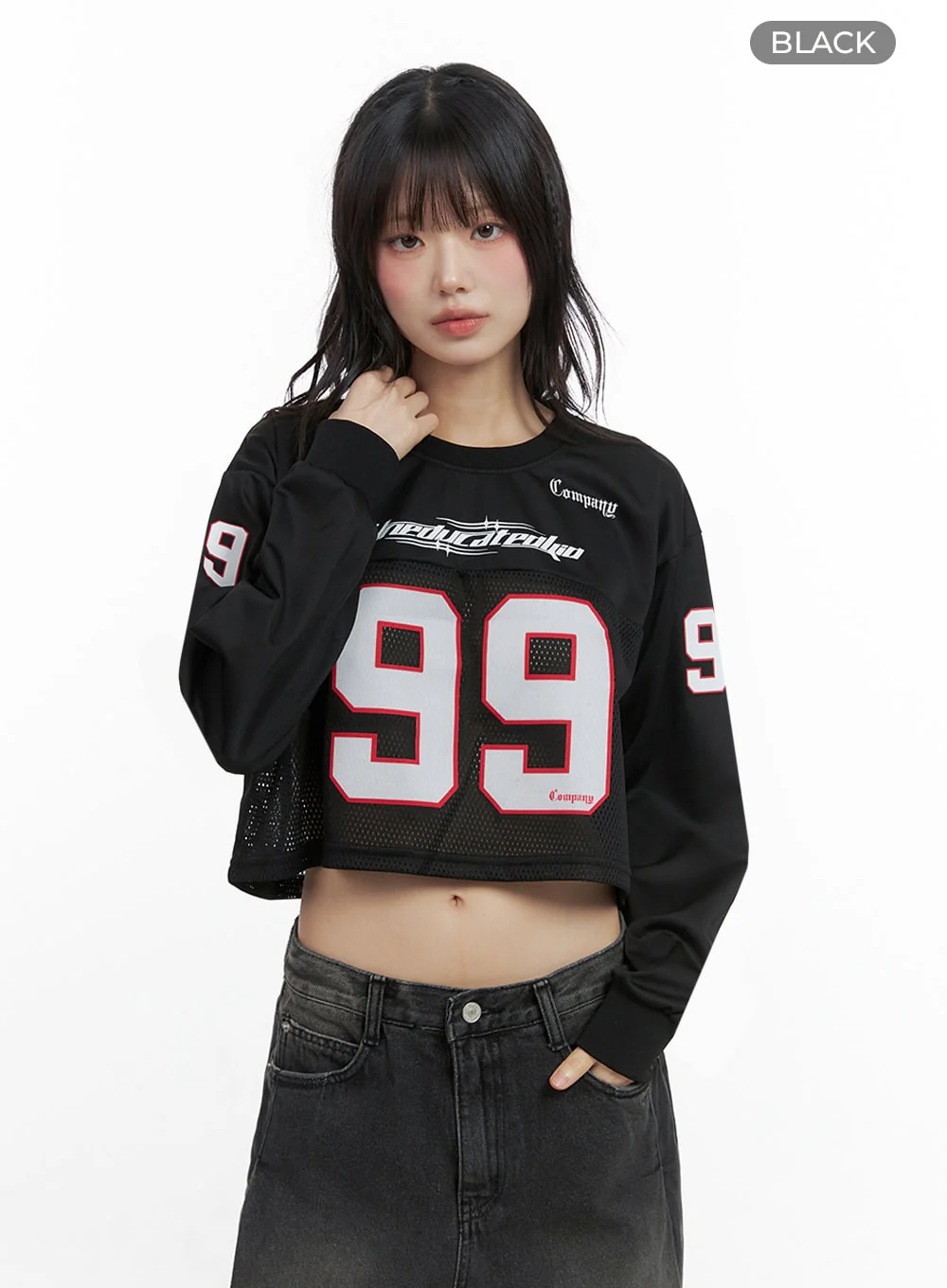 Lettering Mesh Crop Top IO430 - Image 15