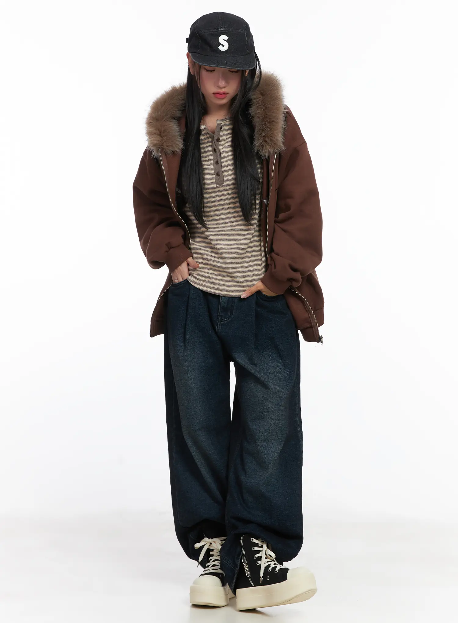 Lettie Fleece Pintuck Wide Leg Jeans CD529 - Image 8