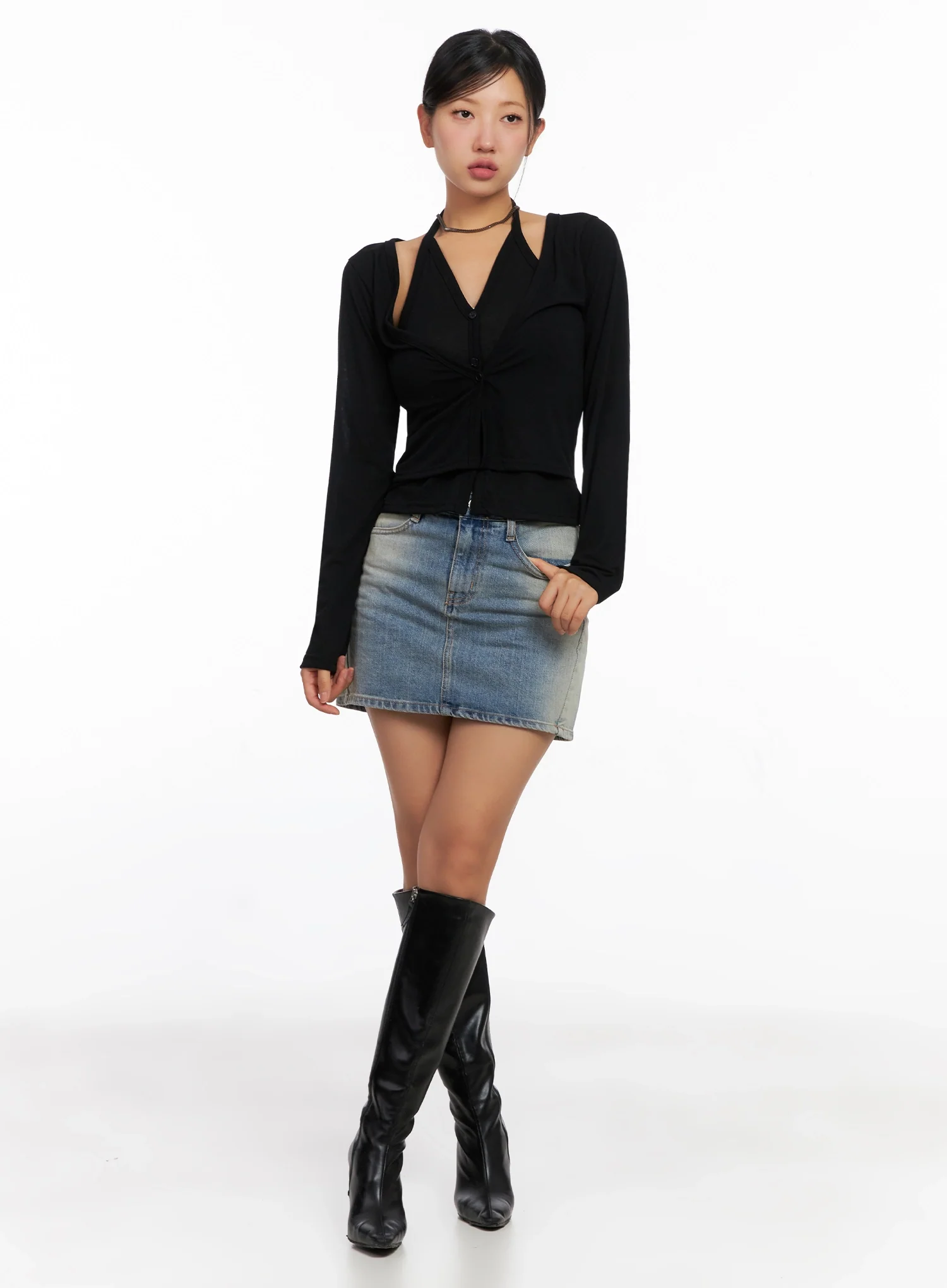 Light Wash Denim Mini Skirt IG527 - Image 10