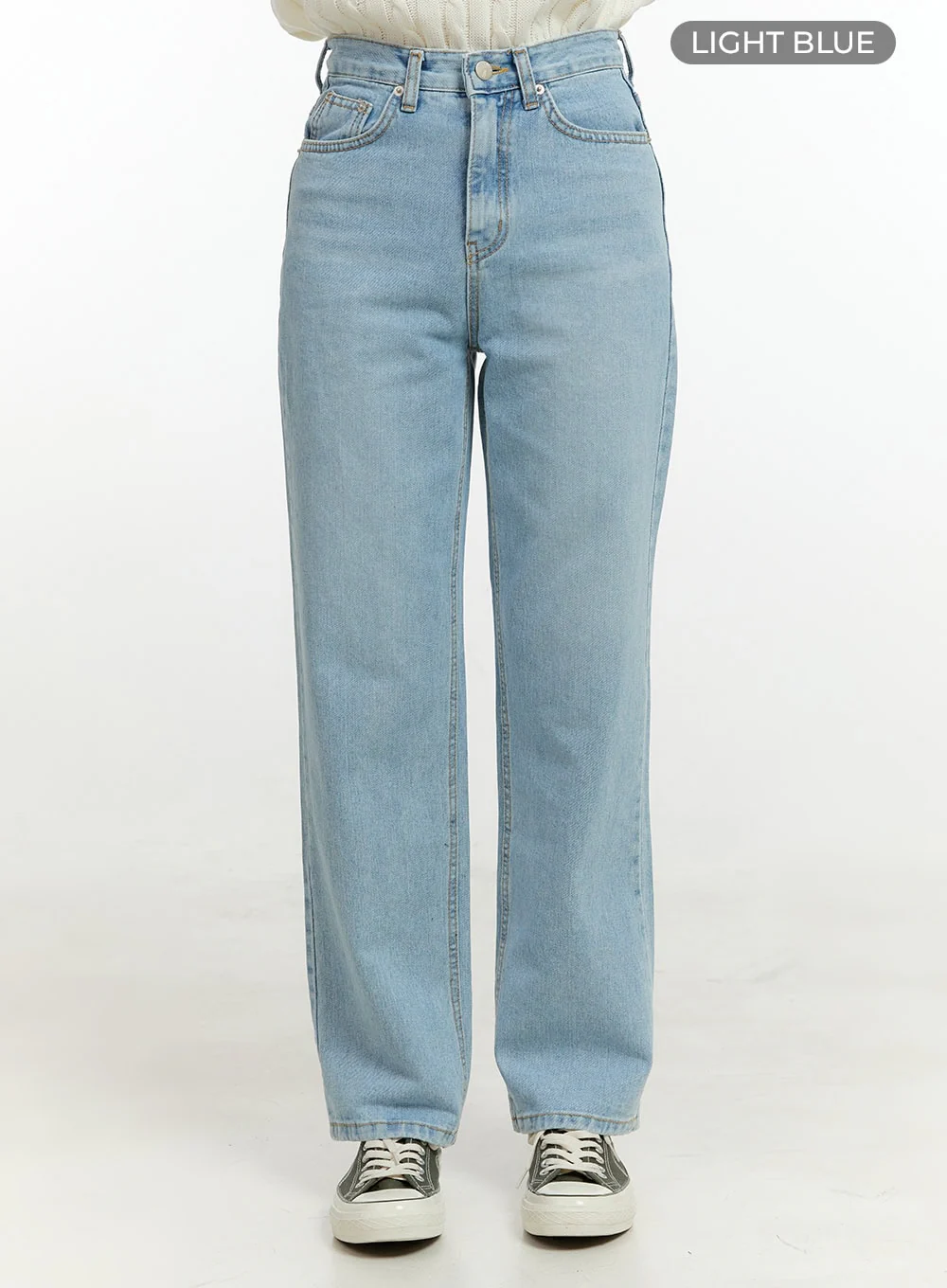 Light Washed Straight Jeans OL423 - Image 8
