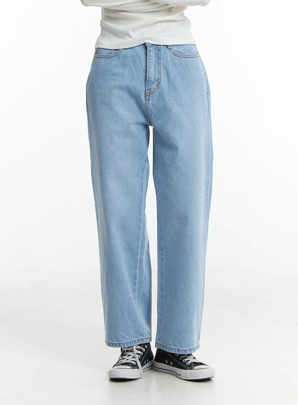 Light Washed Straight Jeans ON329 - Image 2