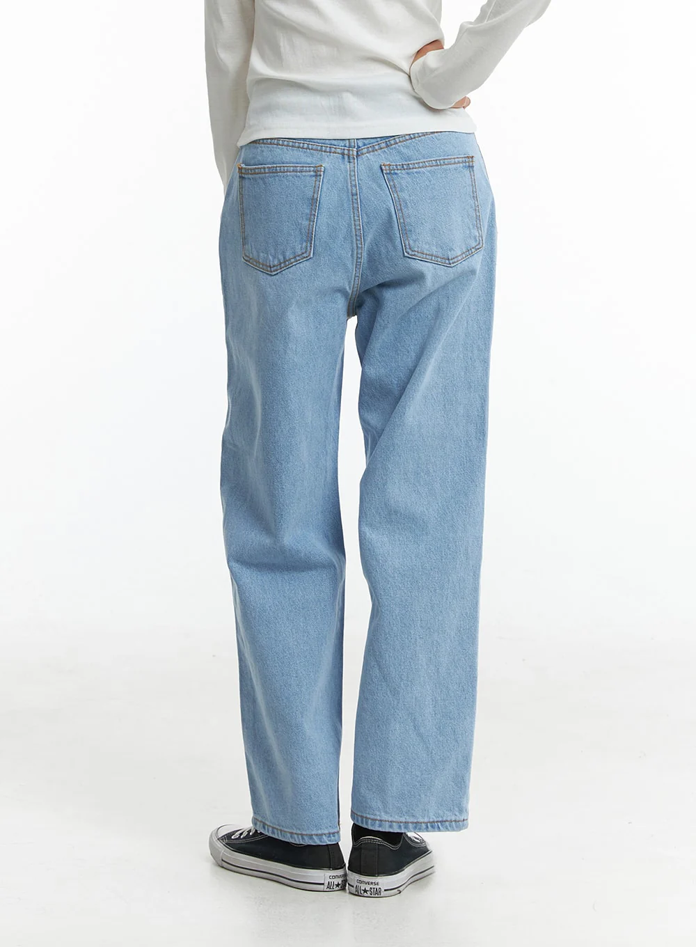 Light Washed Straight Jeans ON329 - Image 4