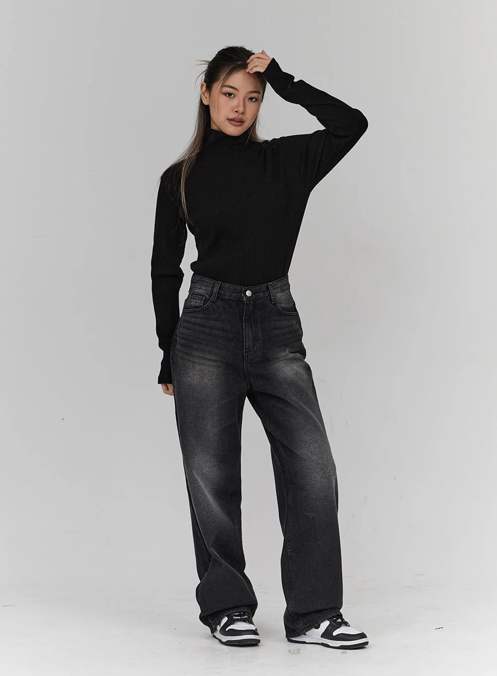 Light Washing Wide Leg Black Jeans CN23 - Image 13