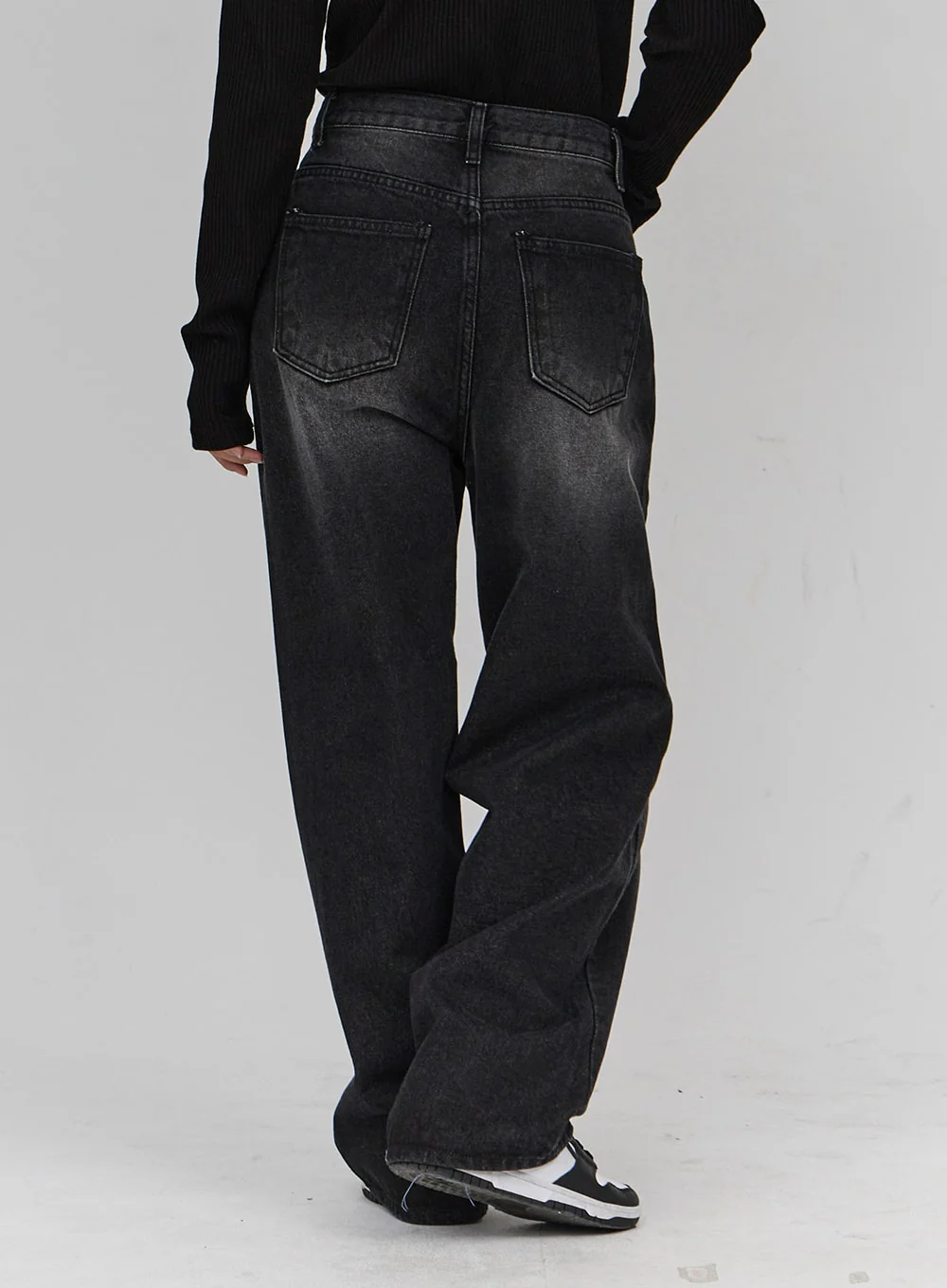 Light Washing Wide Leg Black Jeans CN23 - Image 6