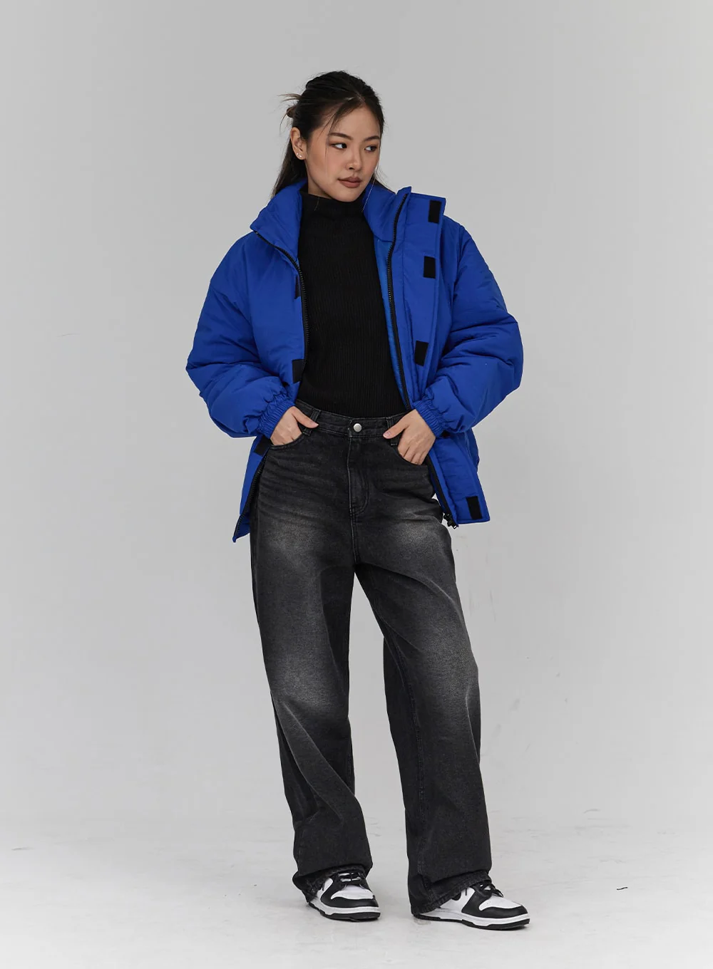 Light Washing Wide Leg Black Jeans CN23 - Image 7