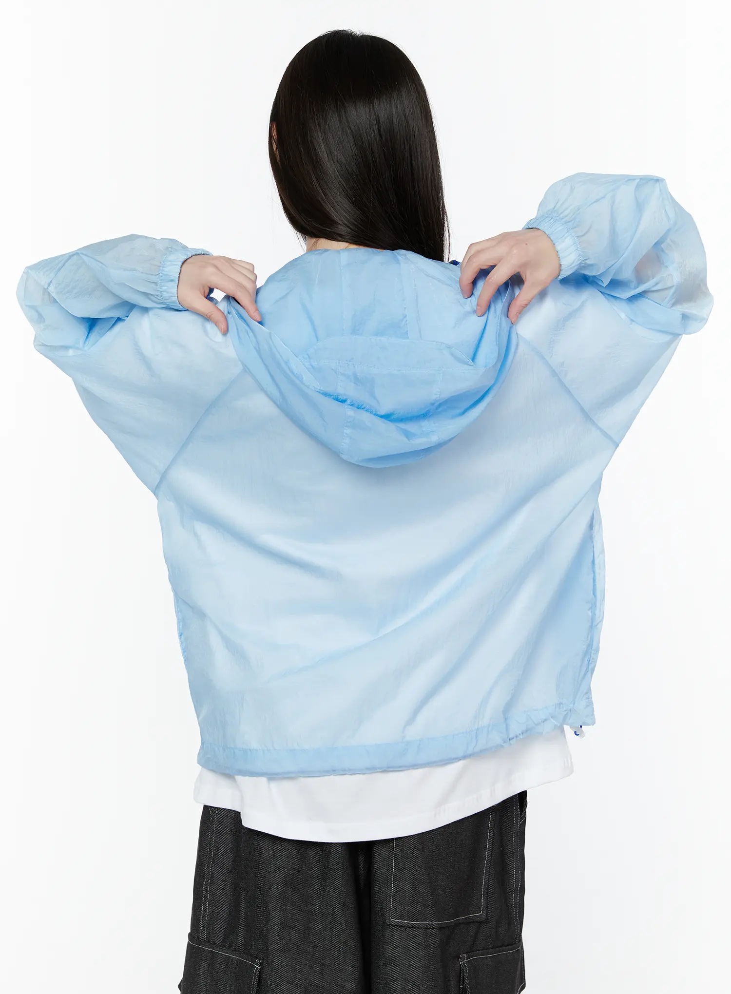 Lightweight Sheer Hooded Windbreaker CU505 - Image 9