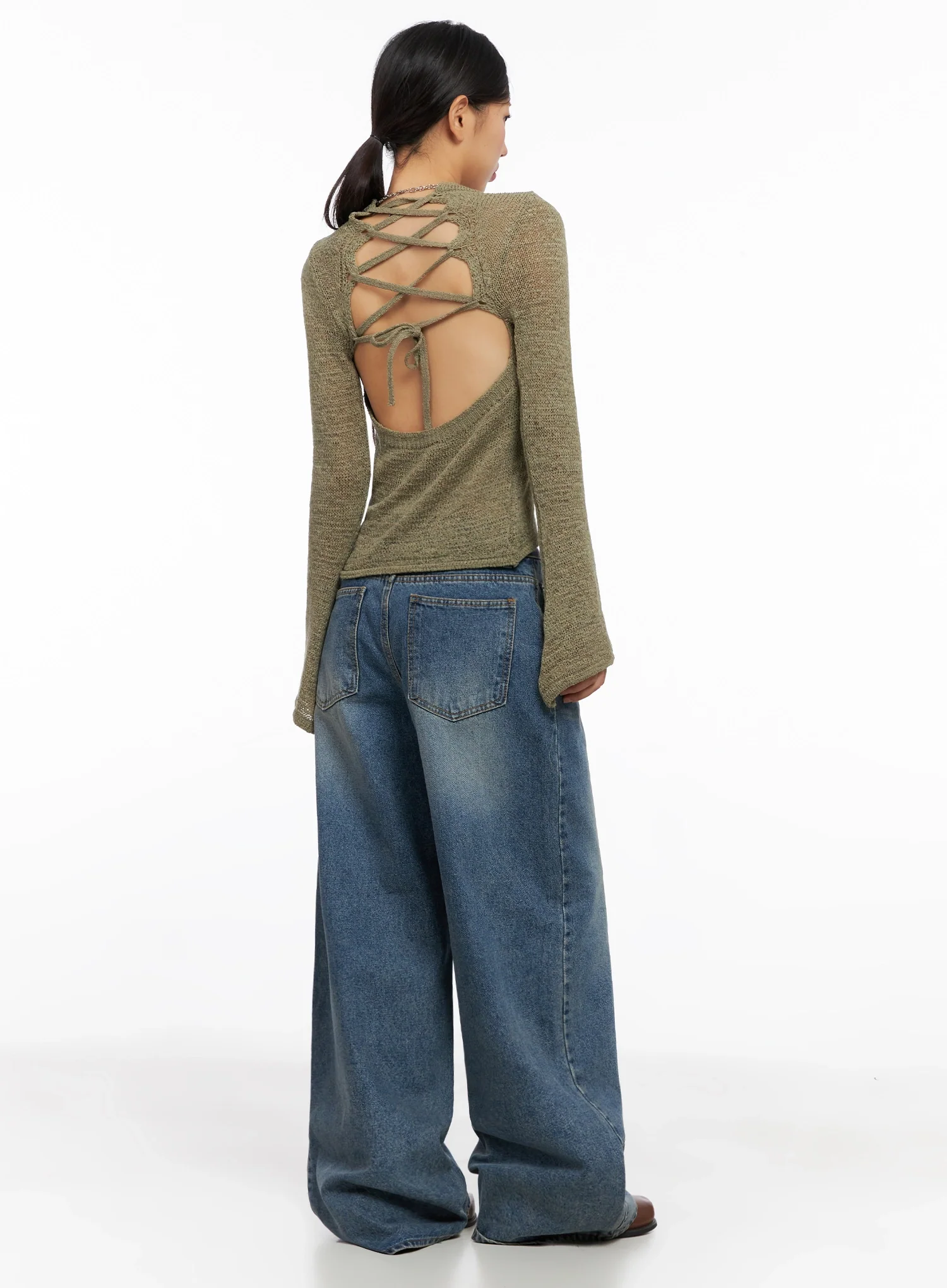 Lilah Wide-Leg Washed Jeans IG527 - Image 12