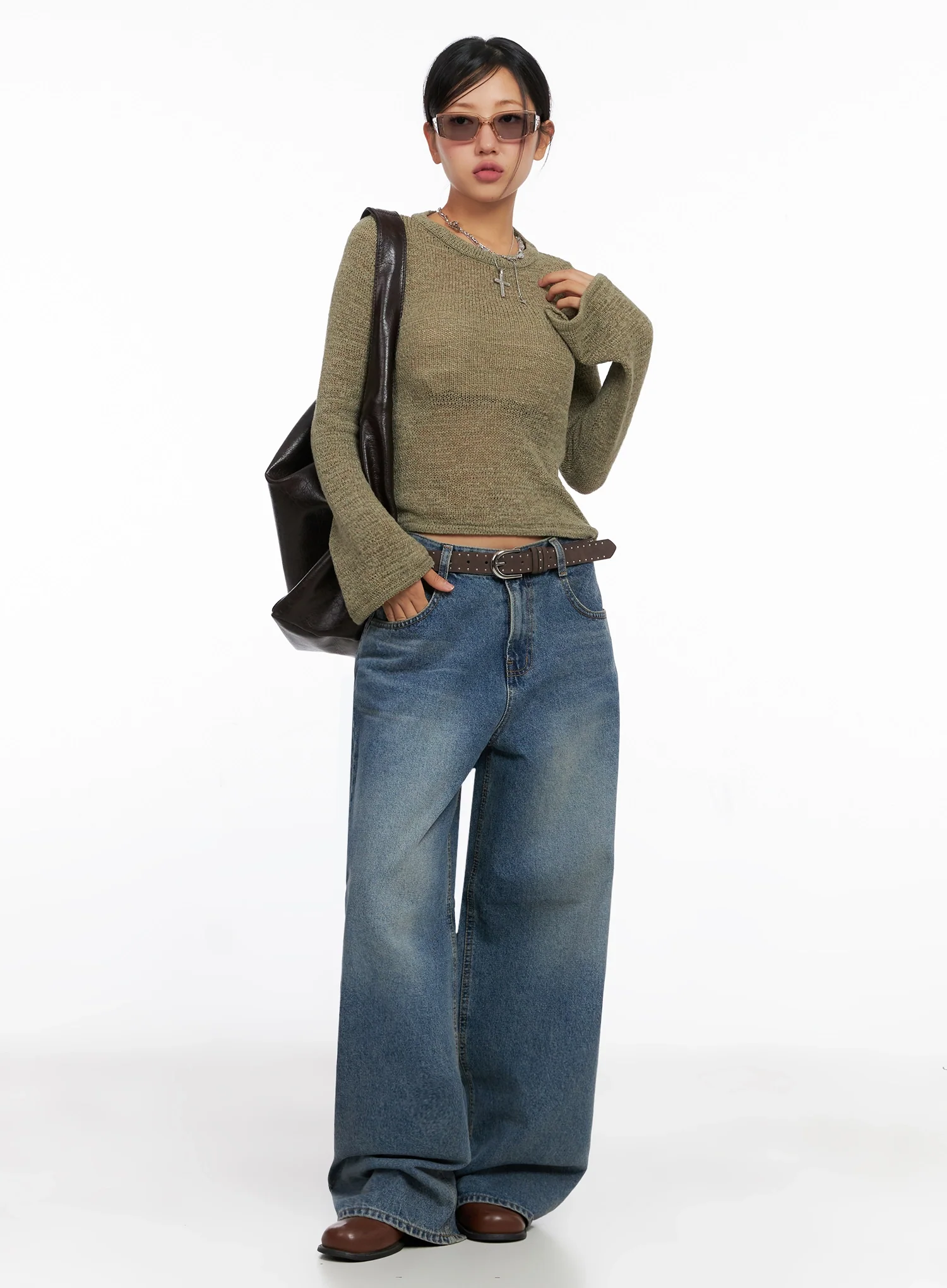 Lilah Wide-Leg Washed Jeans IG527 - Image 13