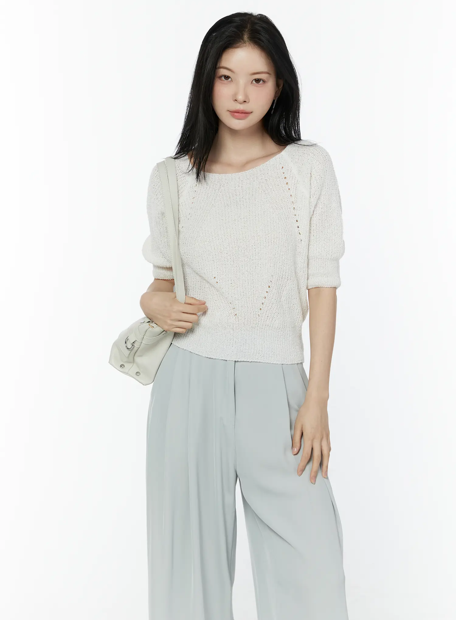 Linen Half Sleeve Knit Tee IU503
