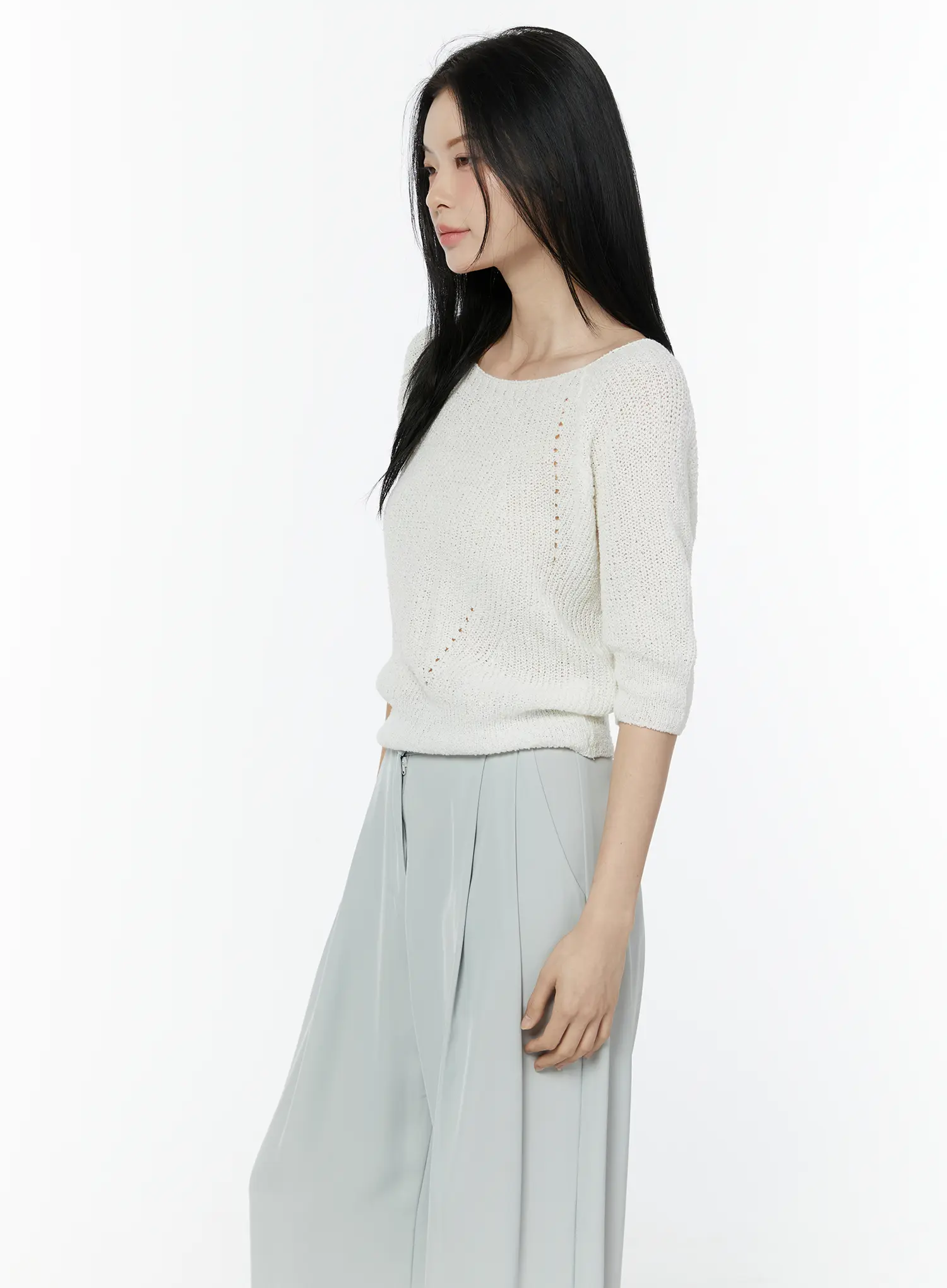Linen Half Sleeve Knit Tee IU503 - Image 6