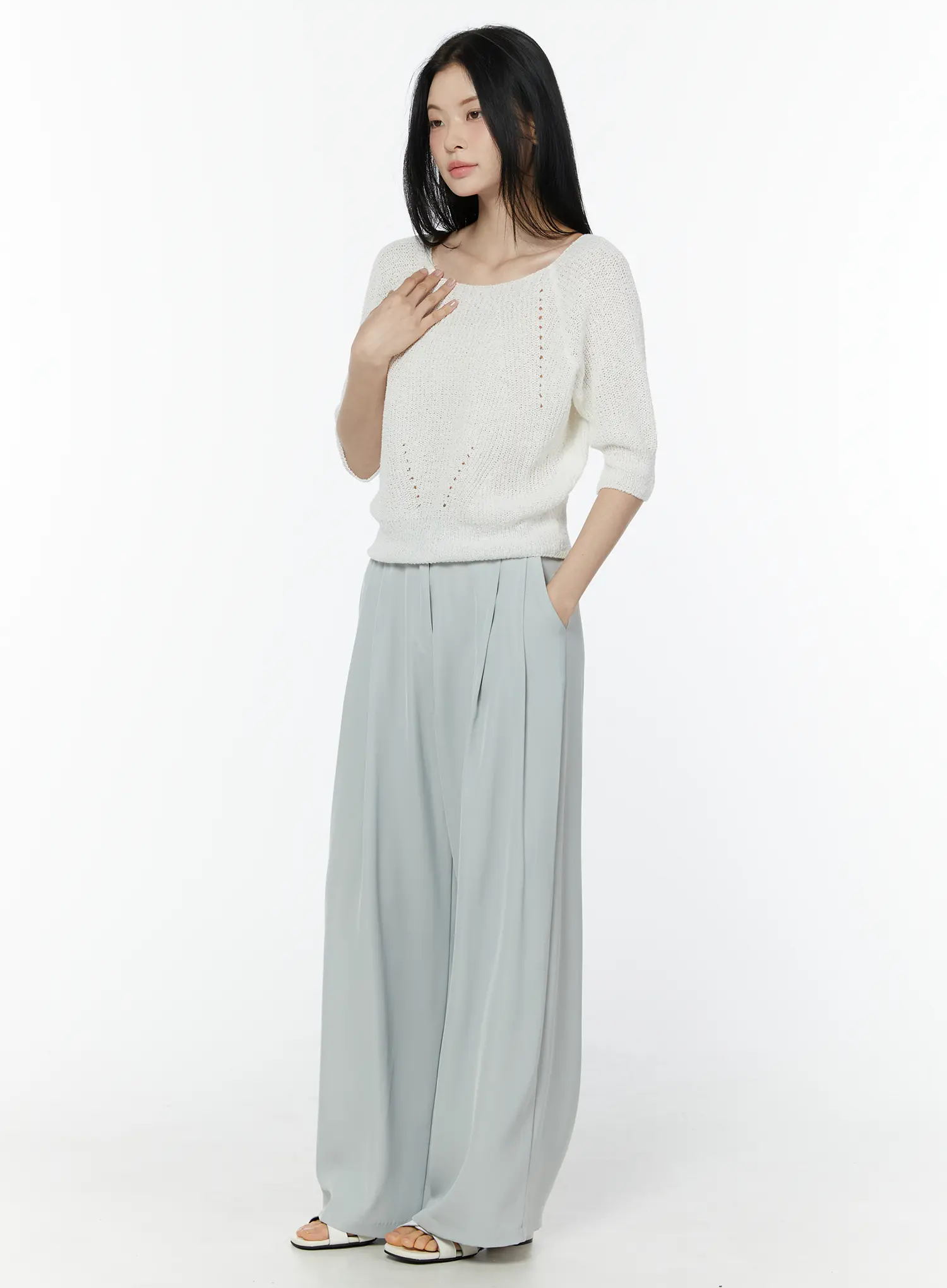 Linen Half Sleeve Knit Tee IU503 - Image 8