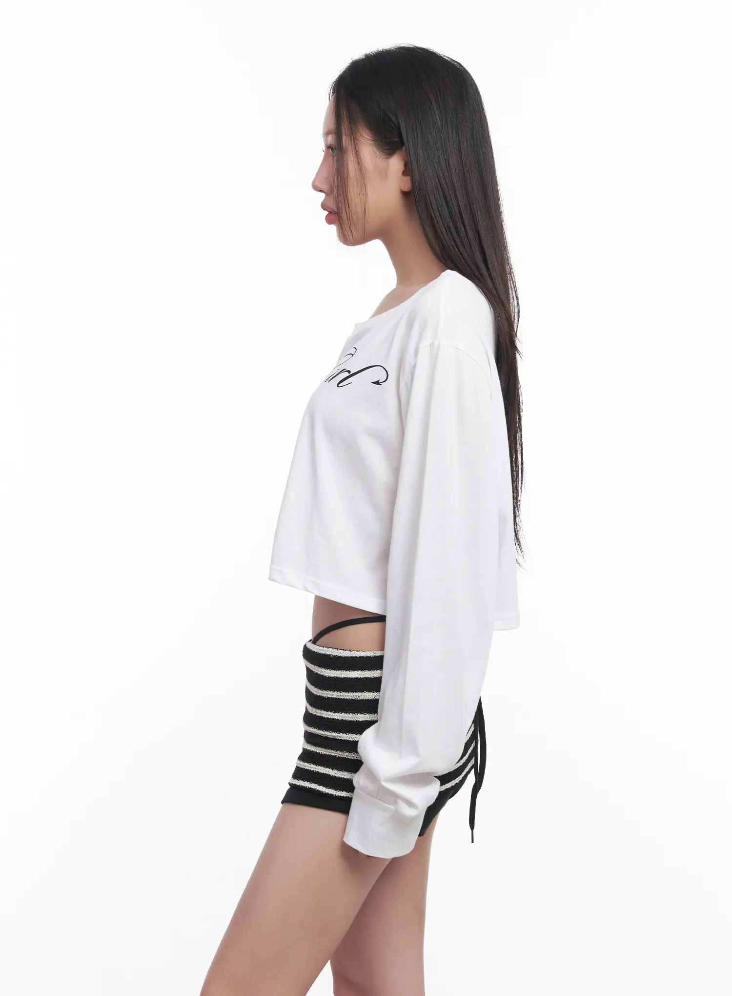 Long Sleeve Graphic Off-Shoulder Top CU516 - Image 8
