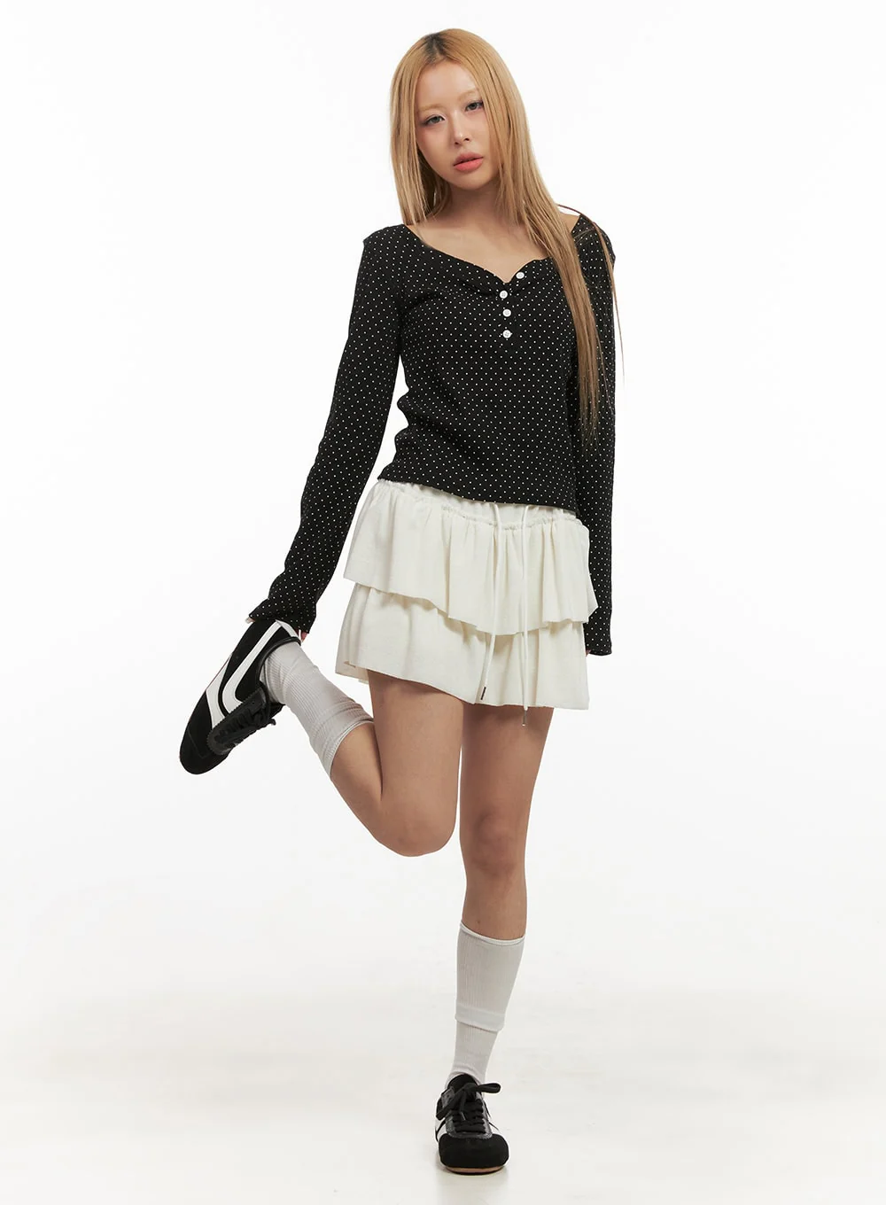 Long Sleeve Polka Dot Top CJ508 - Image 2