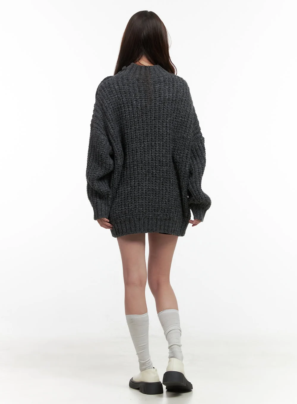 Loose-Fit Knit Mini Dress OO421 - Image 3
