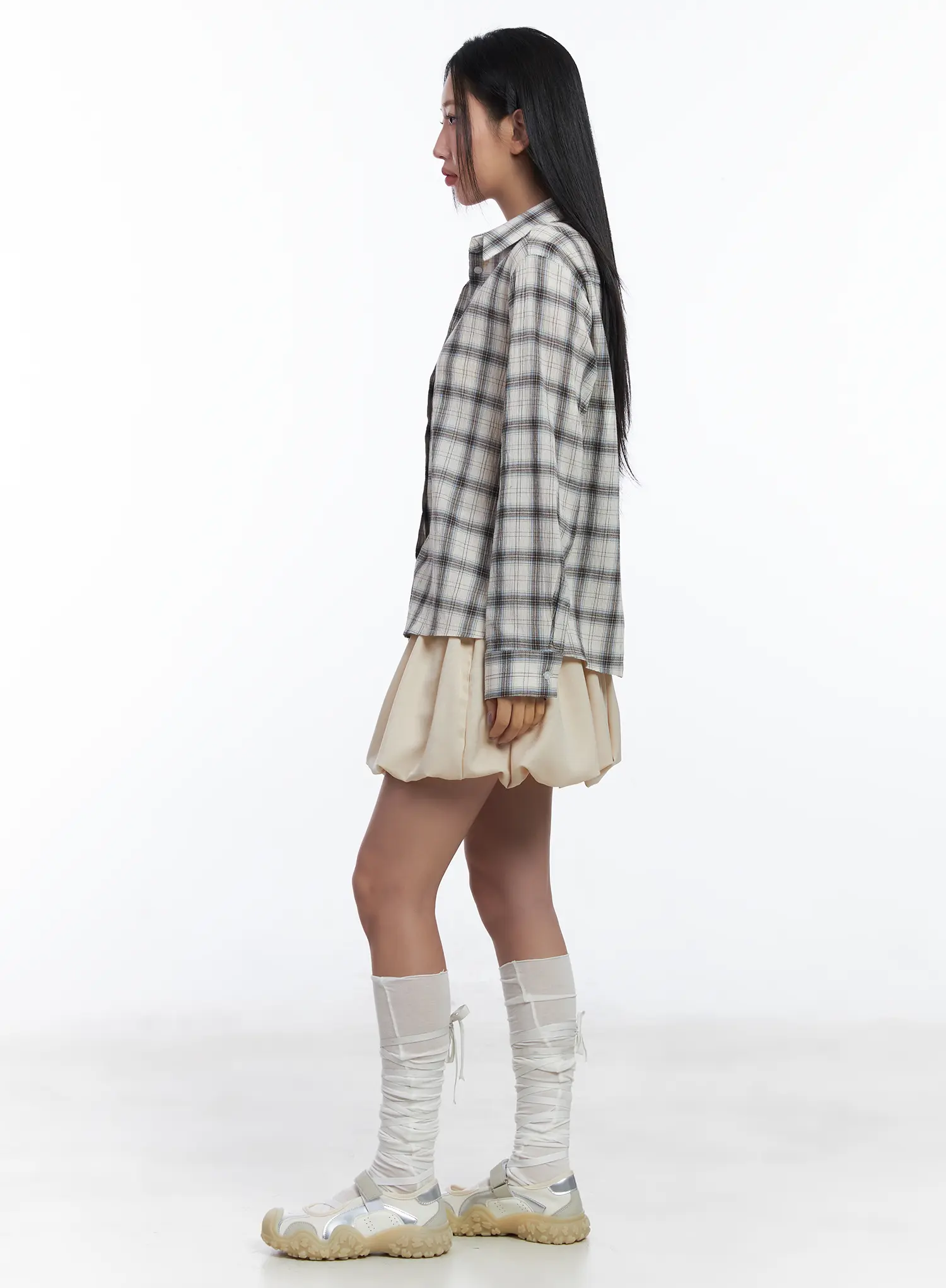 Loose-Fit Plaid Shirt  CJ530 - Image 4