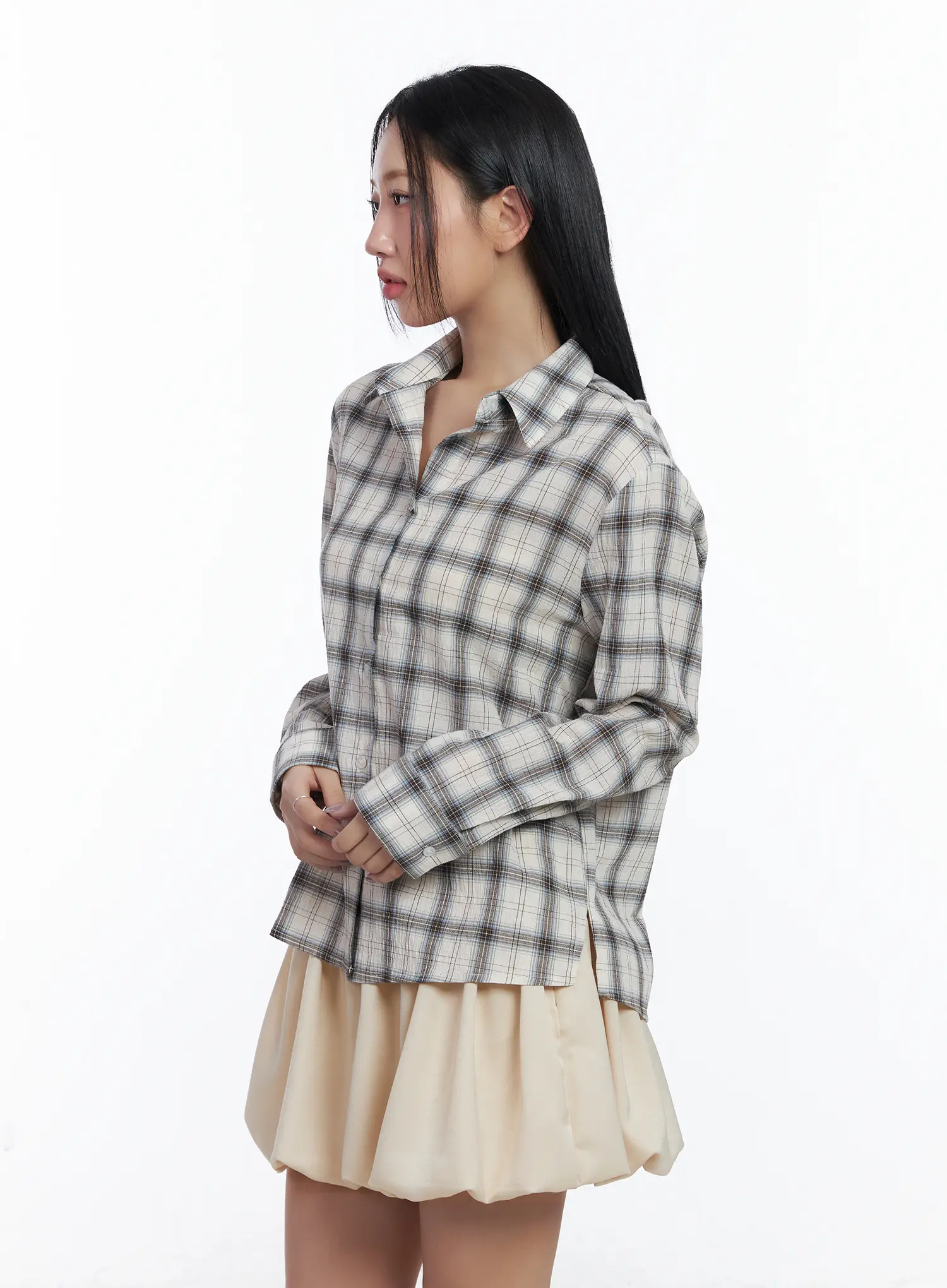 Loose-Fit Plaid Shirt  CJ530 - Image 6