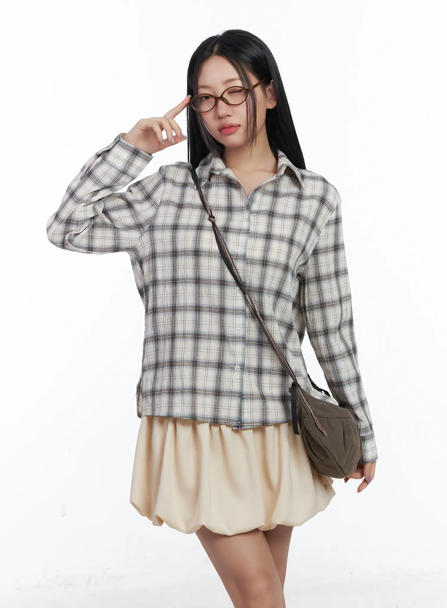 Loose-Fit Plaid Shirt  CJ530 - Image 9