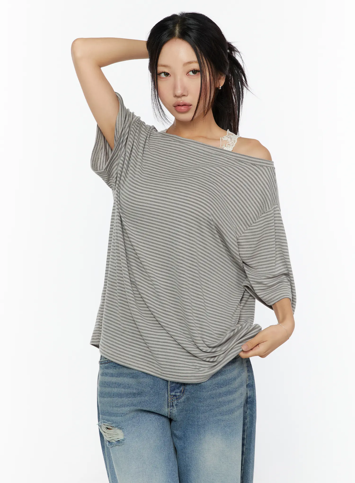 Loose Fit Striped Top CU526 - Image 9