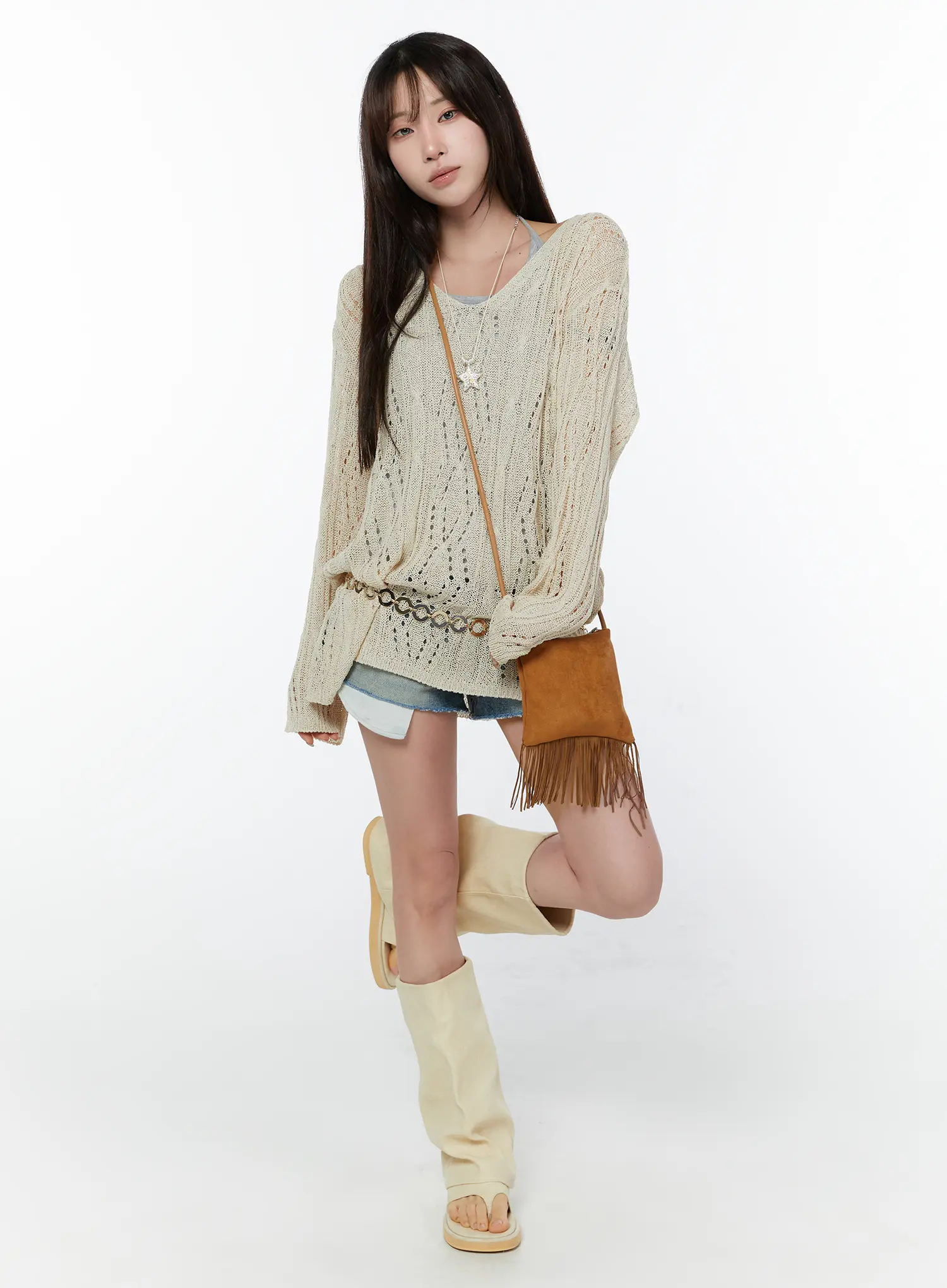 Loose Fit Two-Way Knit Top CY514 - Image 3