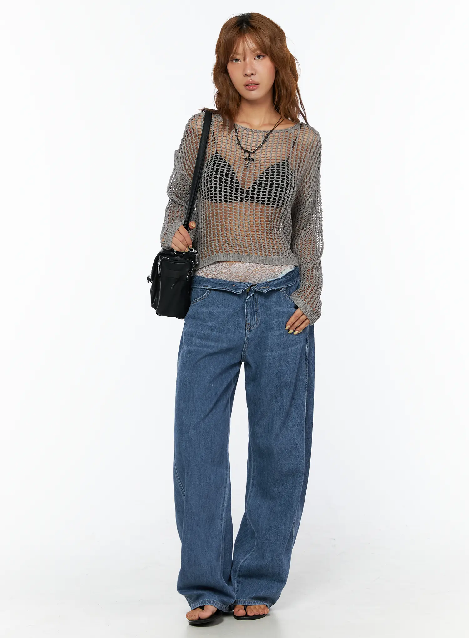 Loose Summer Knit Long Sleeve Top CU518 - Image 3