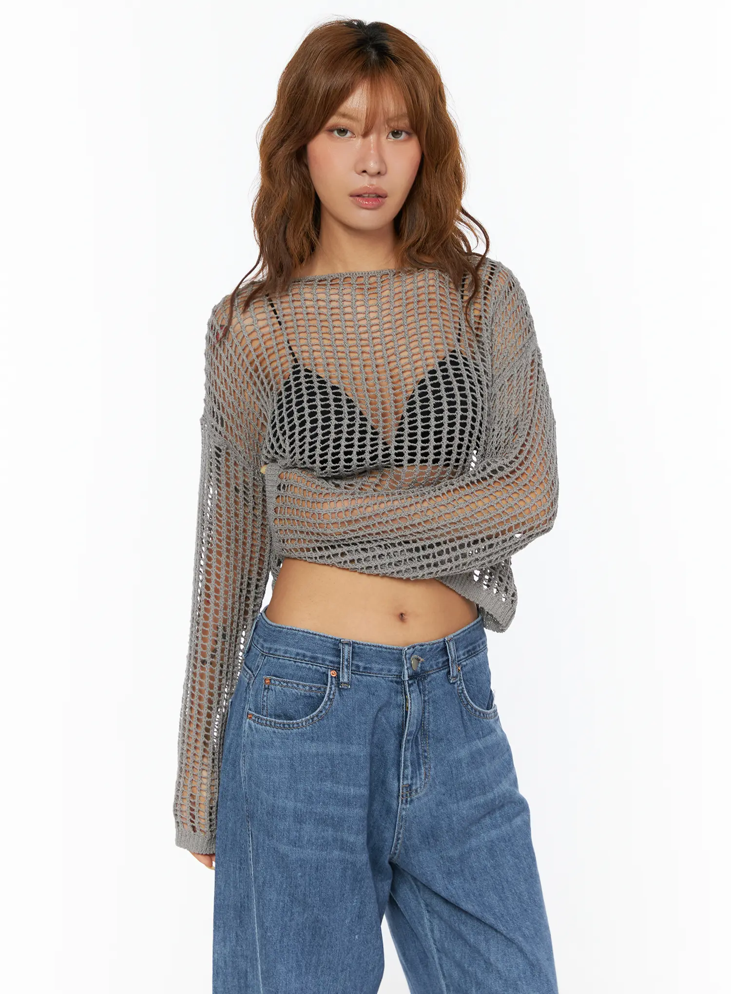 Loose Summer Knit Long Sleeve Top CU518 - Image 4