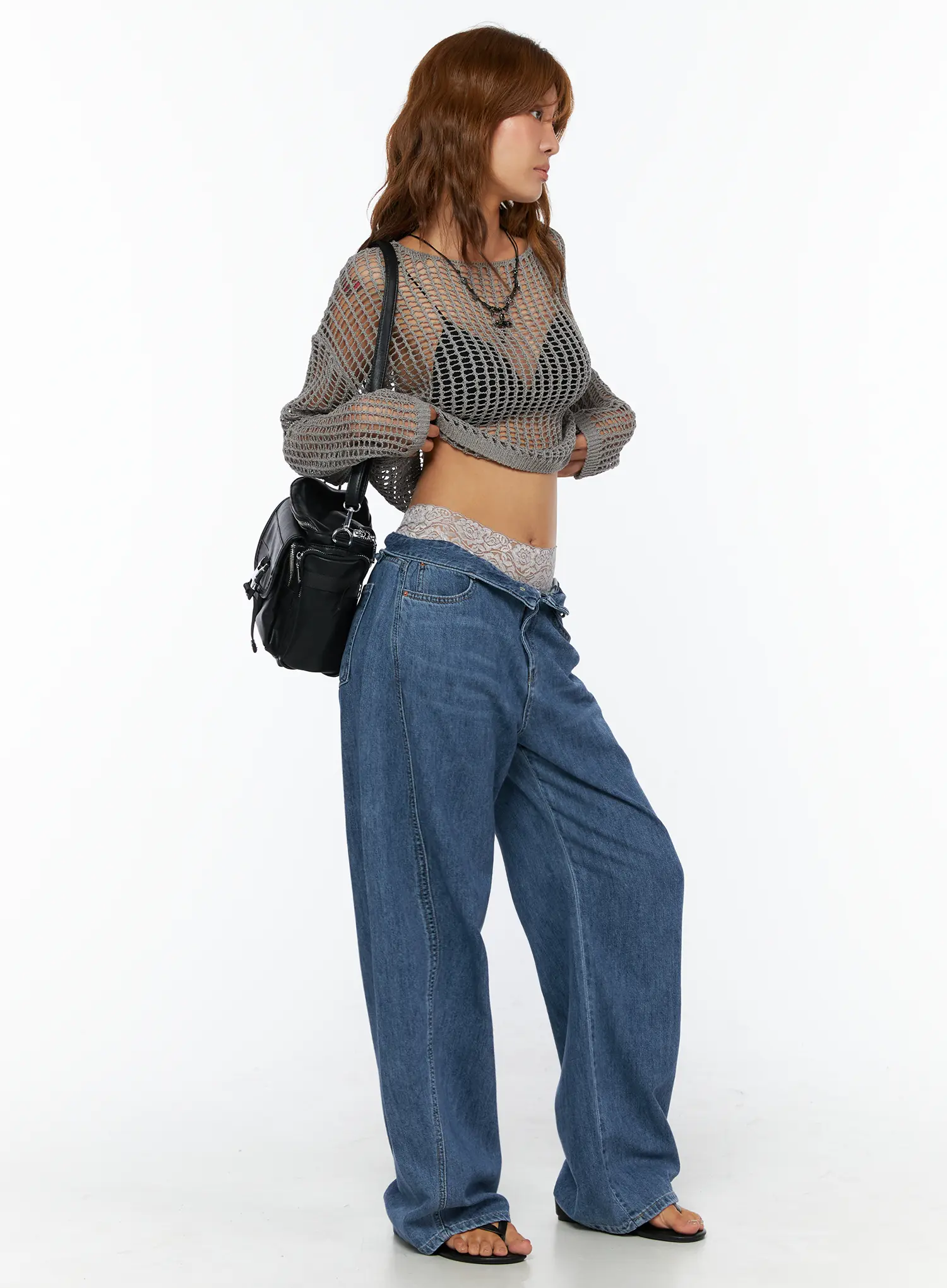 Loose Summer Knit Long Sleeve Top CU518 - Image 8