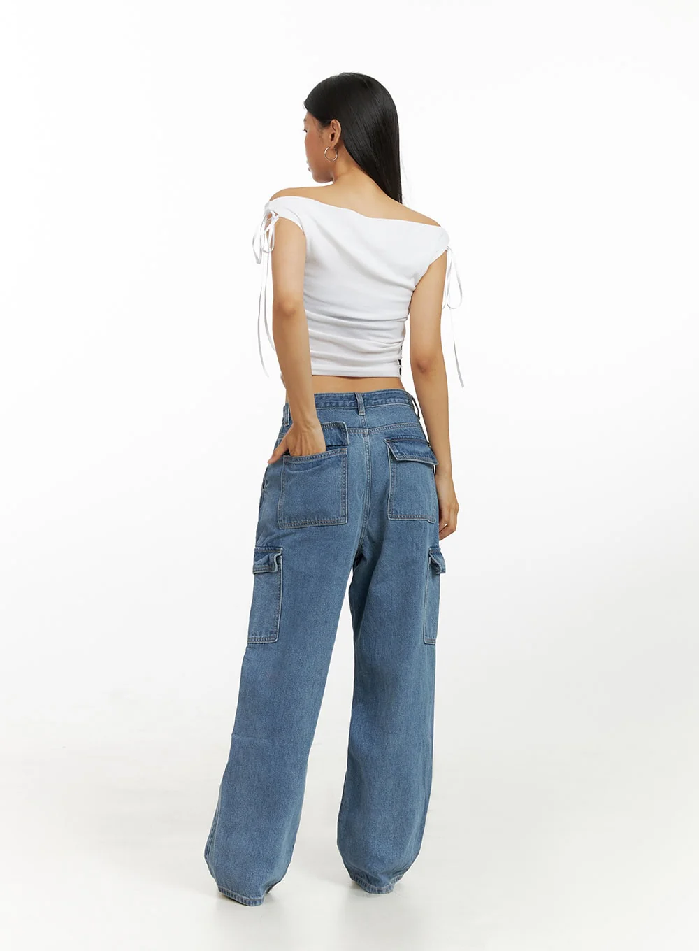 Low Rise Cargo Jeans IU412 - Image 8