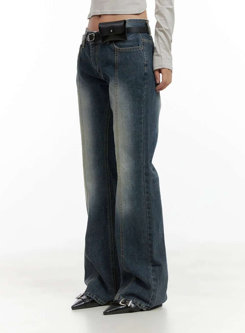 Low Rise Front Seam Bootcut Jeans CL417 - Image 3