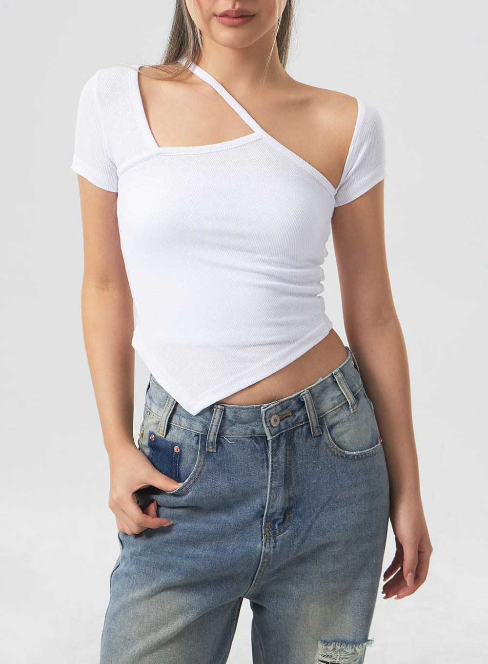 Low Rise Ripped Wide Jeans CA303 - Image 11