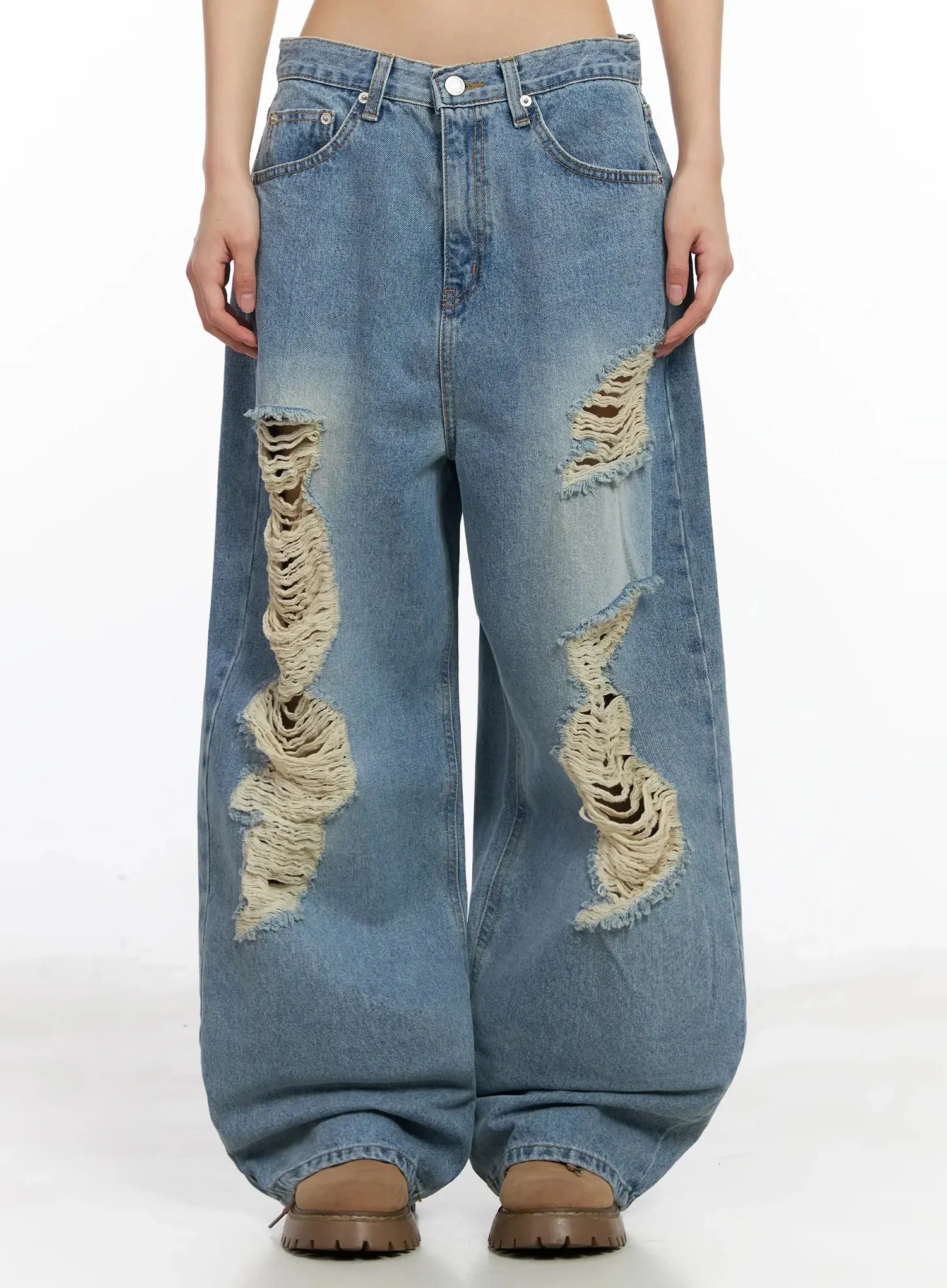 Mariene Distressed Wide Leg Jeans IA508 - Image 5