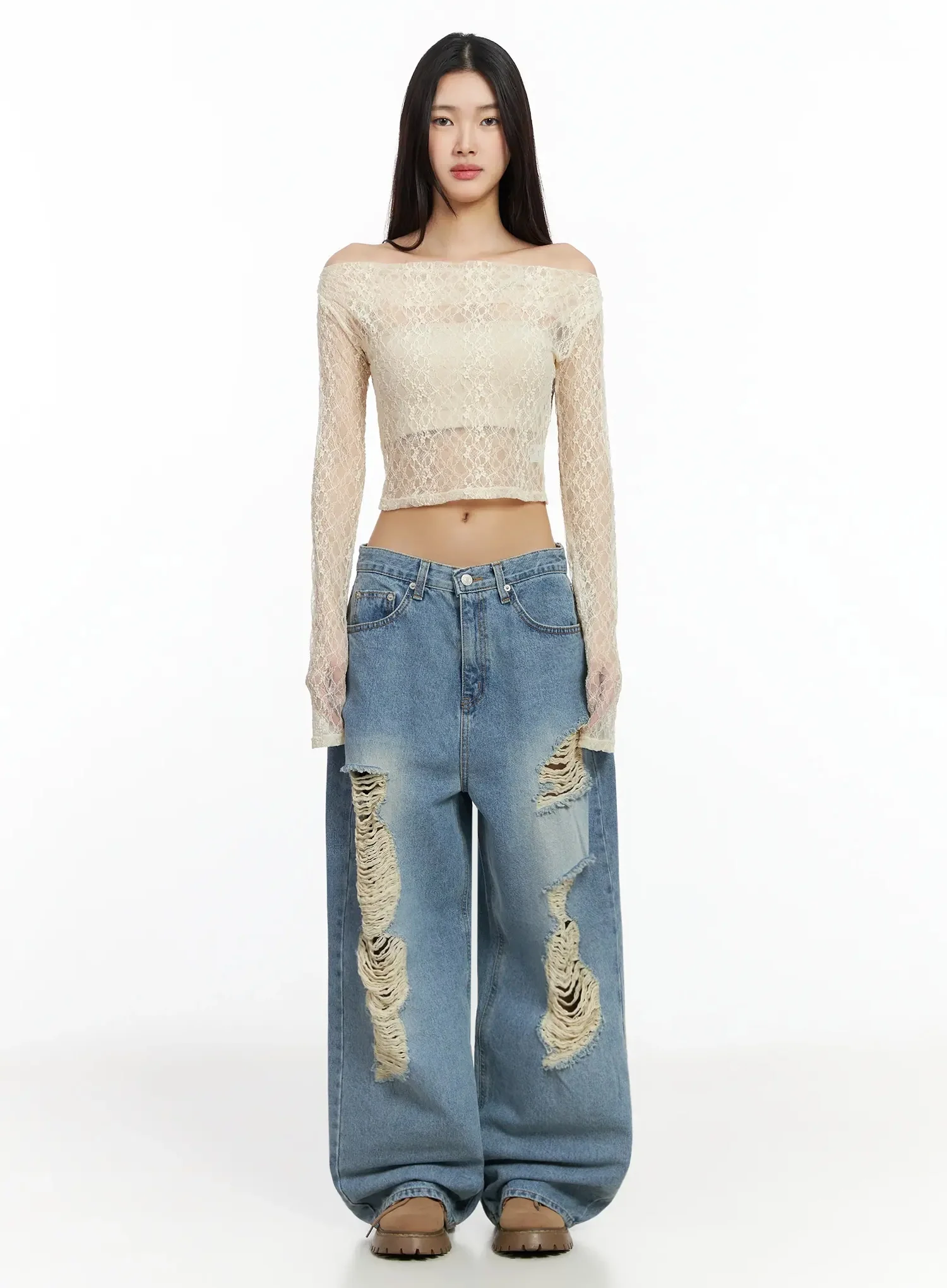 Mariene Distressed Wide Leg Jeans IA508 - Image 6