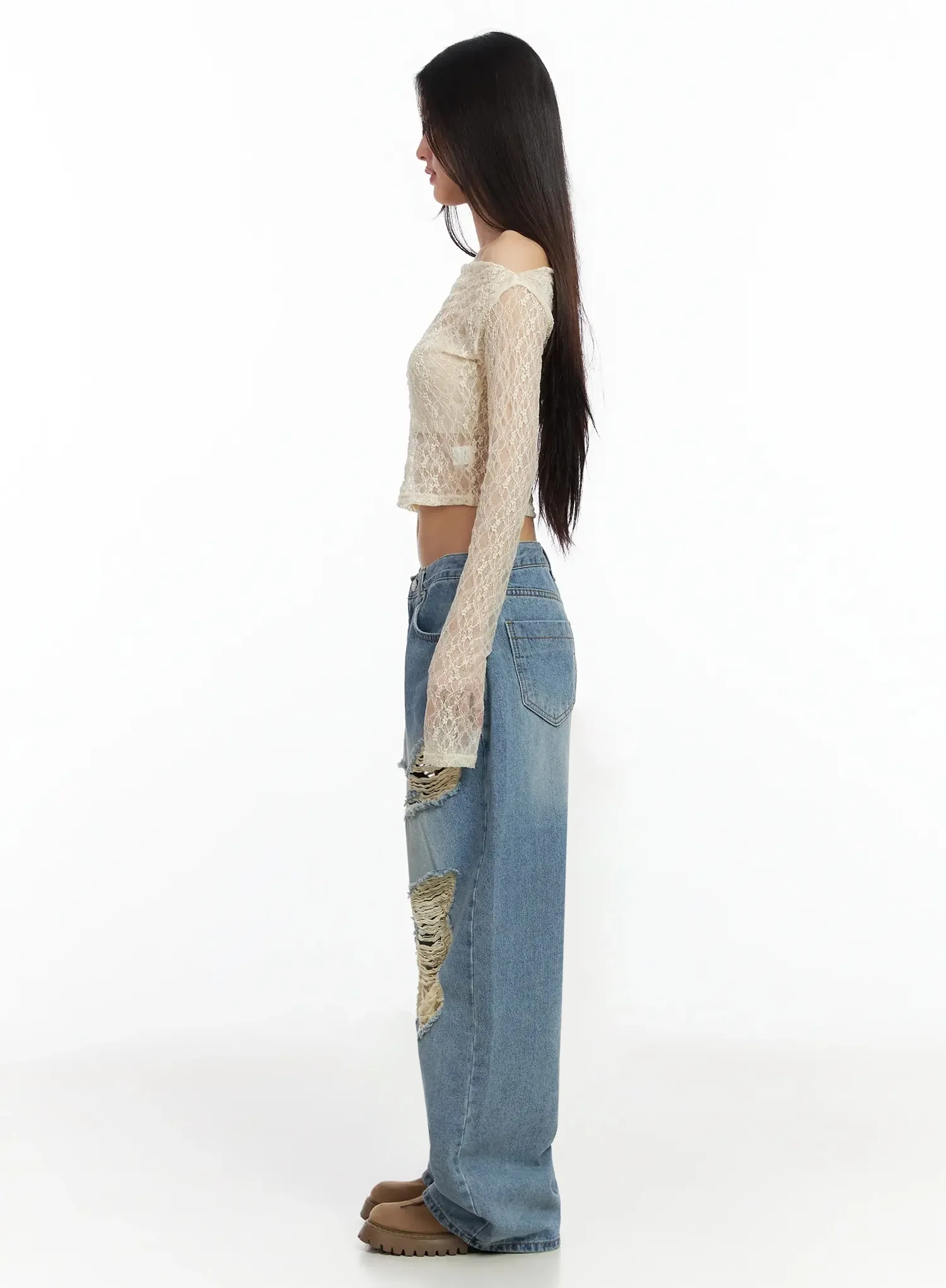 Mariene Distressed Wide Leg Jeans IA508 - Image 7
