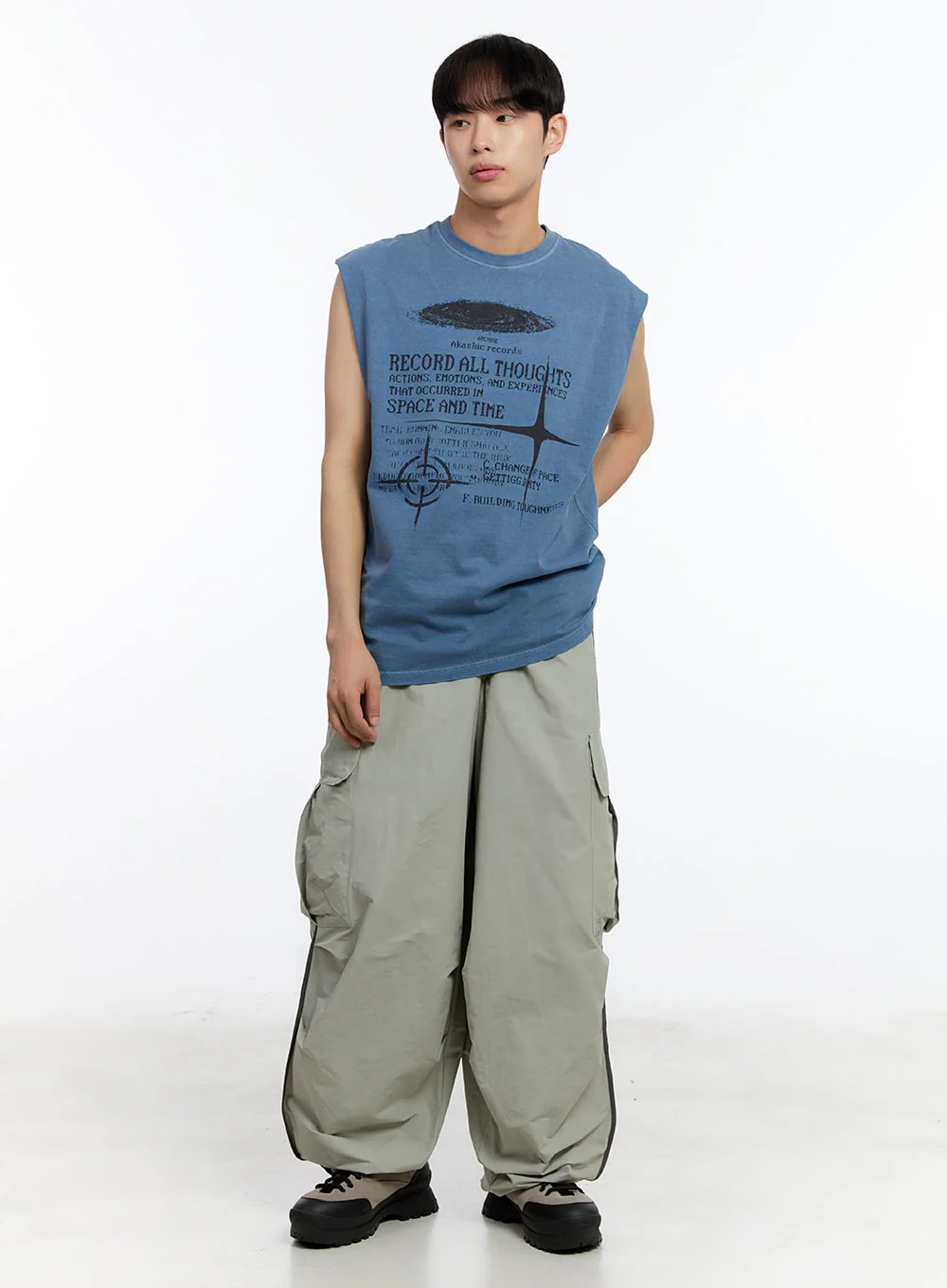 Men’s Cargo Balloon-Fit Windbreaker Pants IY530 - Image 12