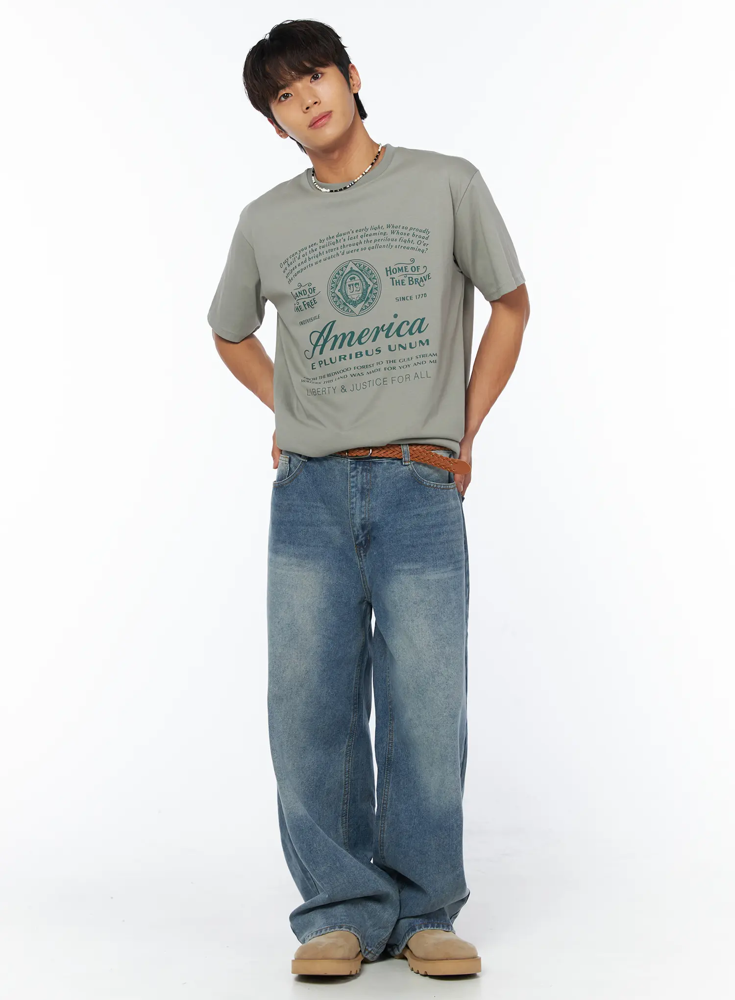 Men's American Lettering Graphic T-Shirt IY529