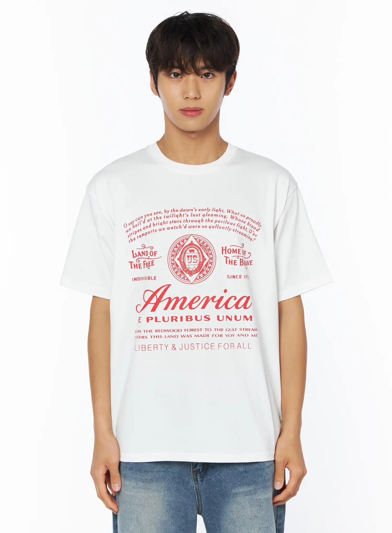 Men's American Lettering Graphic T-Shirt IY529 - Image 11