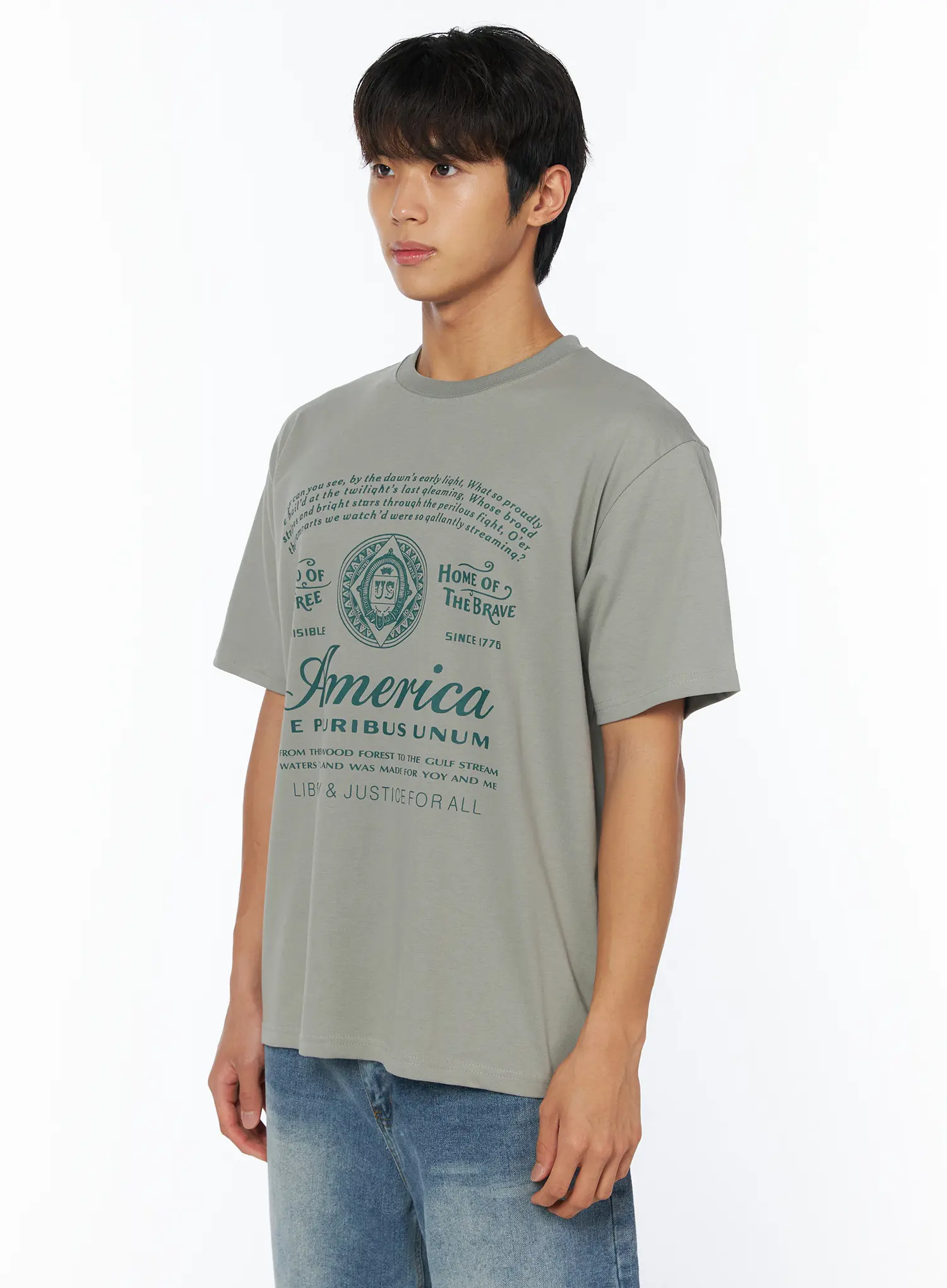 Men's American Lettering Graphic T-Shirt IY529 - Image 4