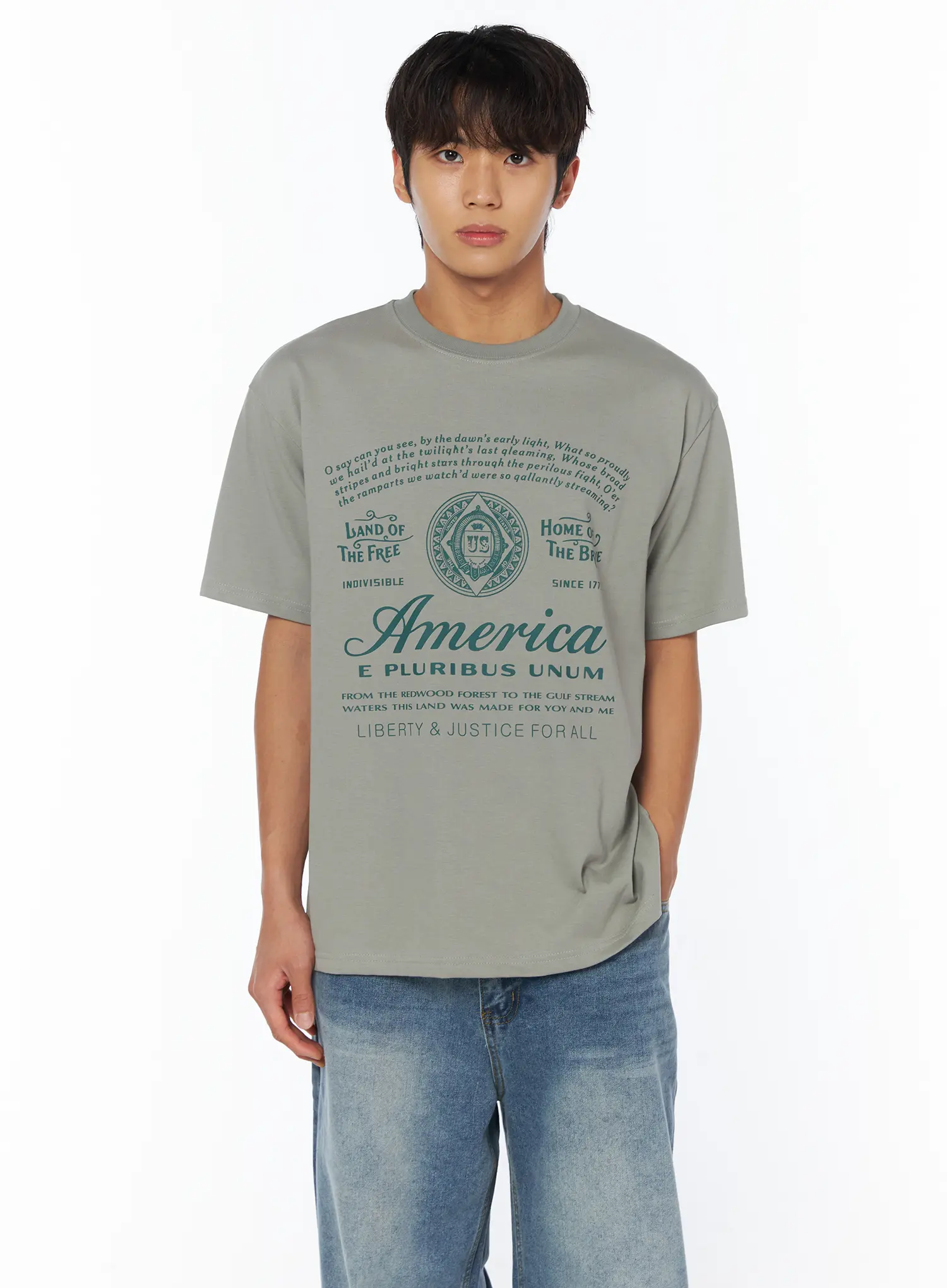 Men's American Lettering Graphic T-Shirt IY529 - Image 6