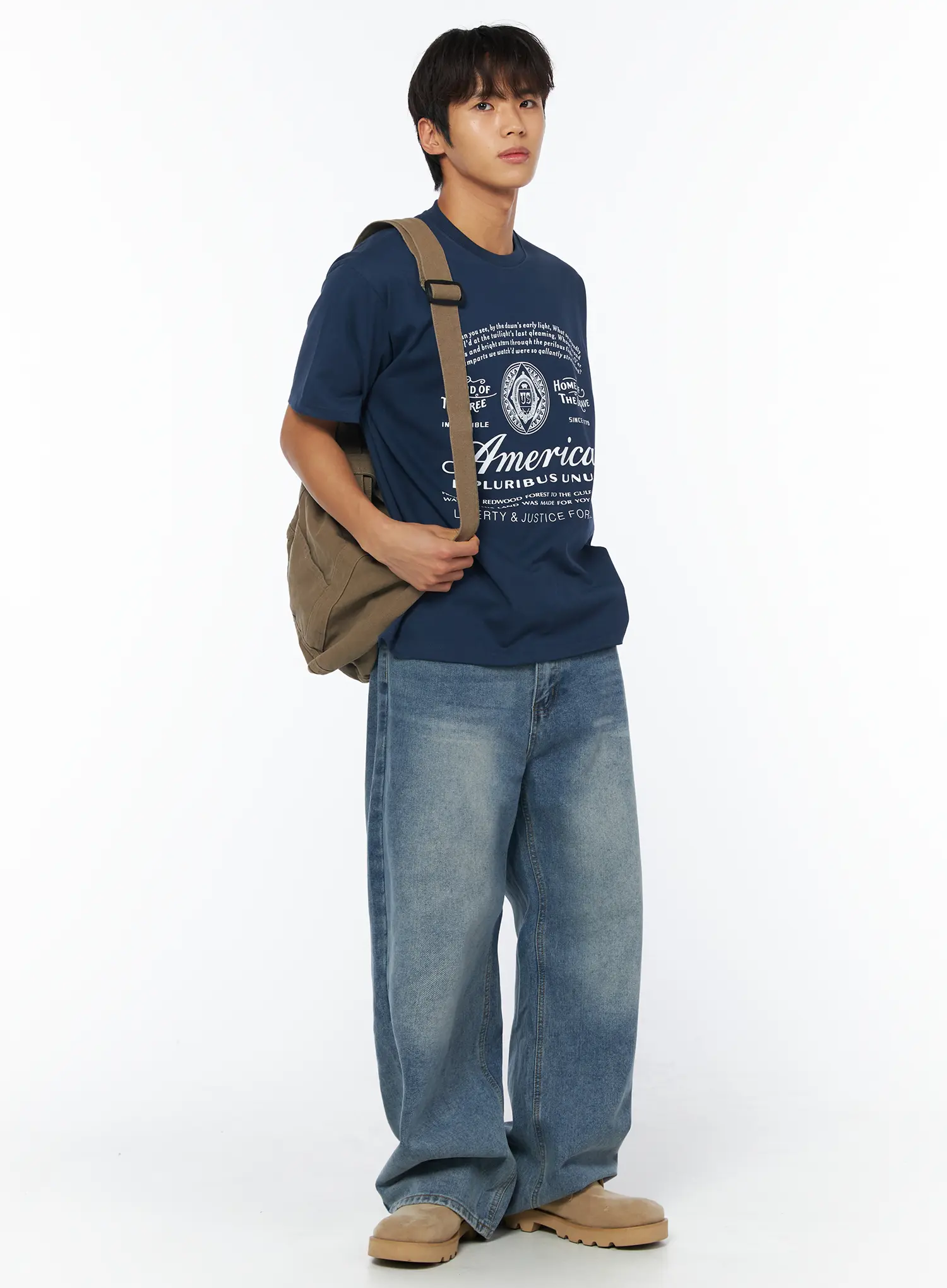 Men's American Lettering Graphic T-Shirt IY529 - Image 8