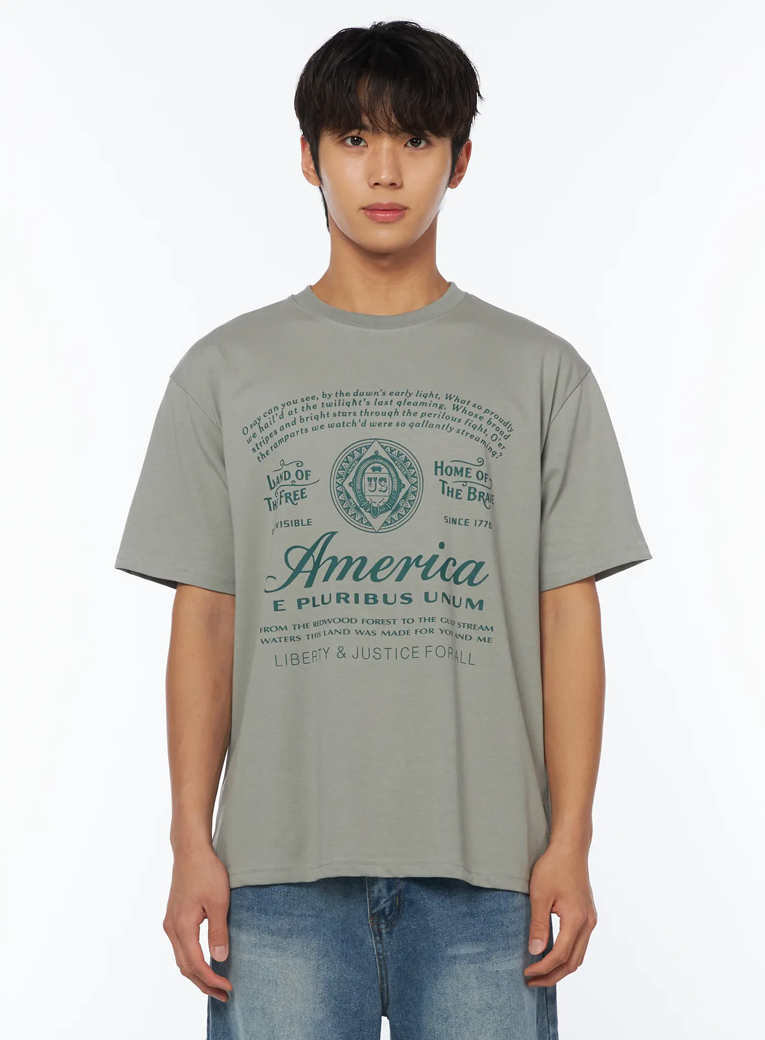 Men's American Lettering Graphic T-Shirt IY529 - Image 9