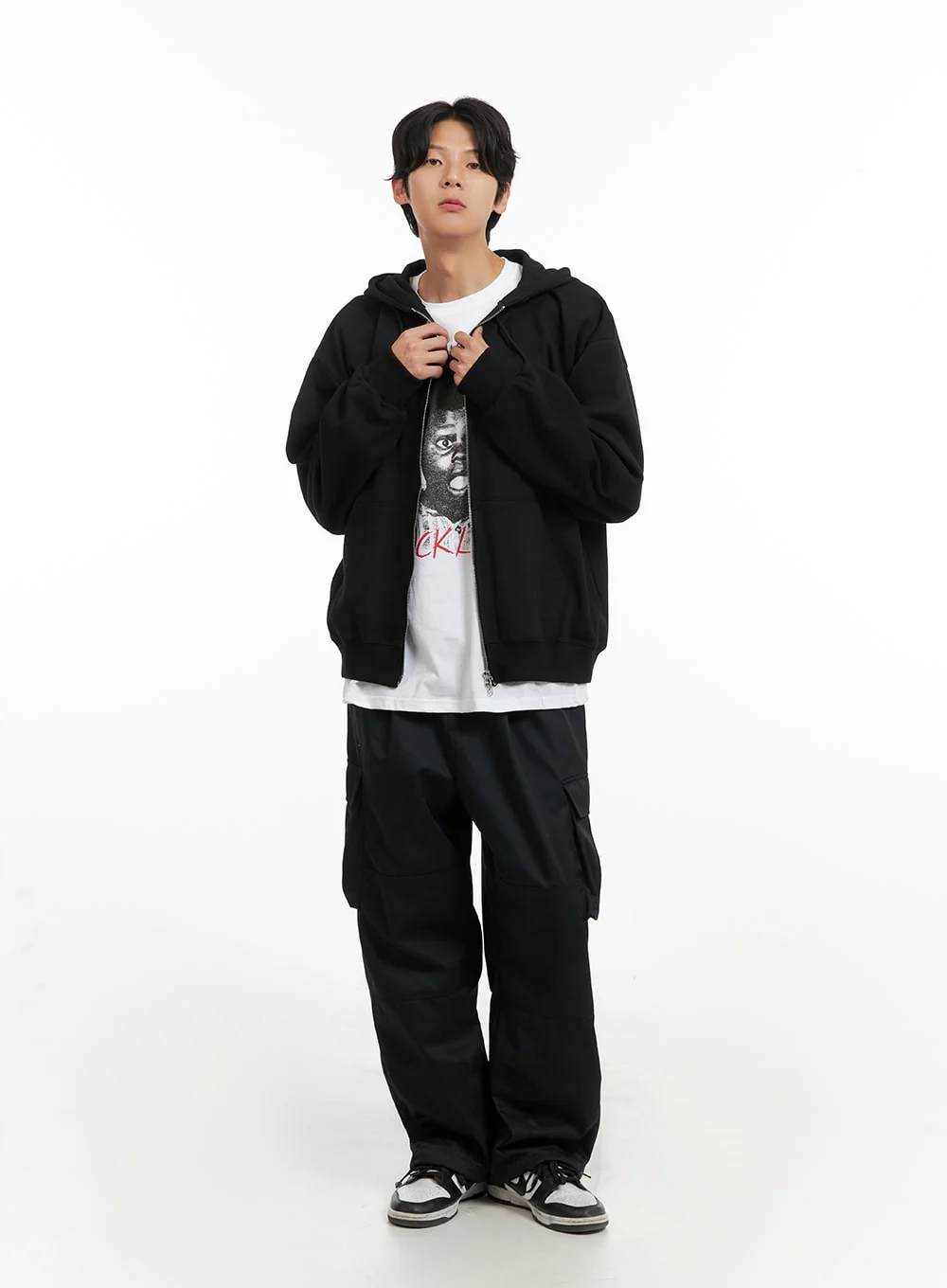Men's Basic Hoodie Jacket (Black) IY402 - Image 2