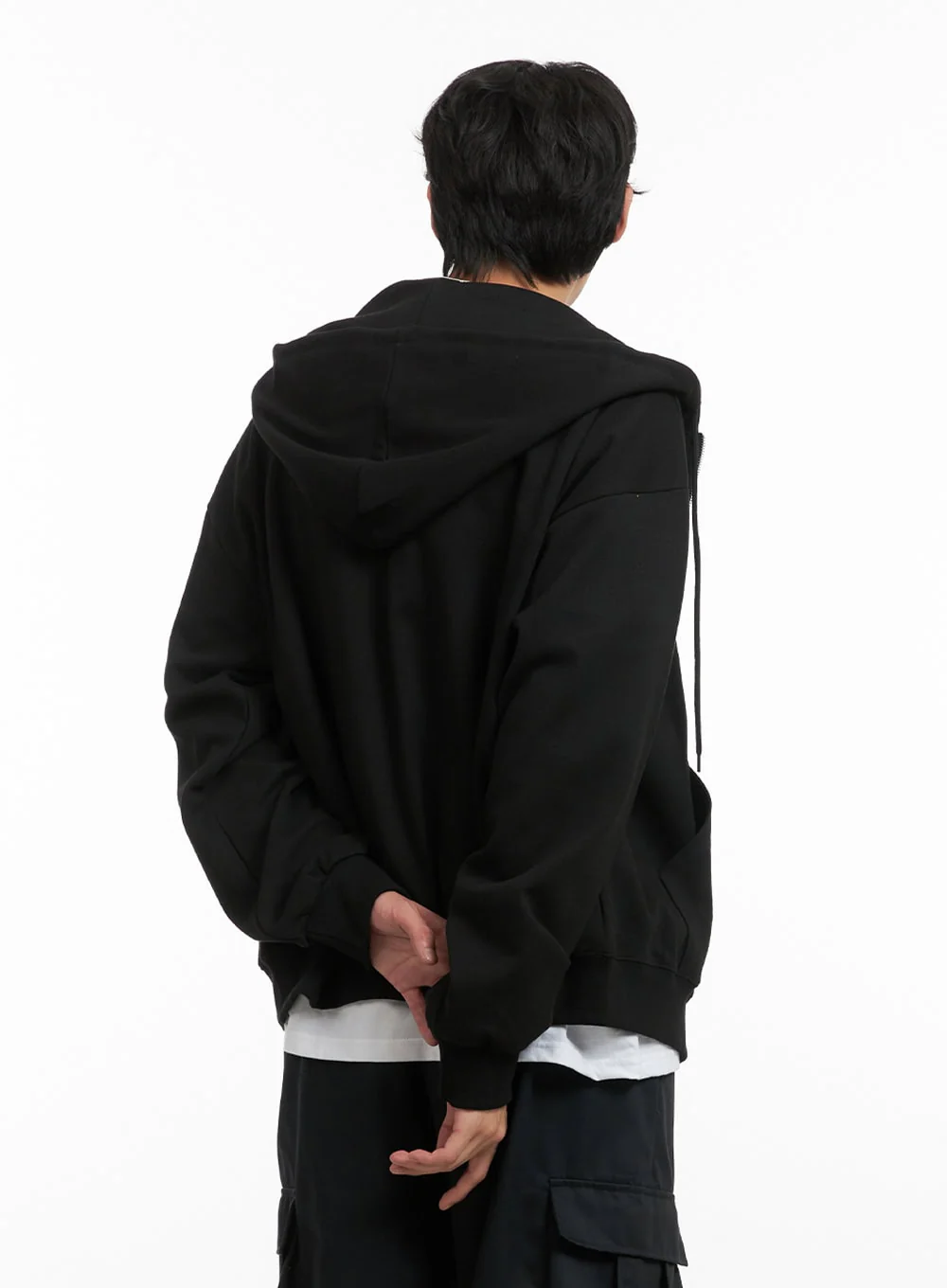 Men's Basic Hoodie Jacket (Black) IY402 - Image 5