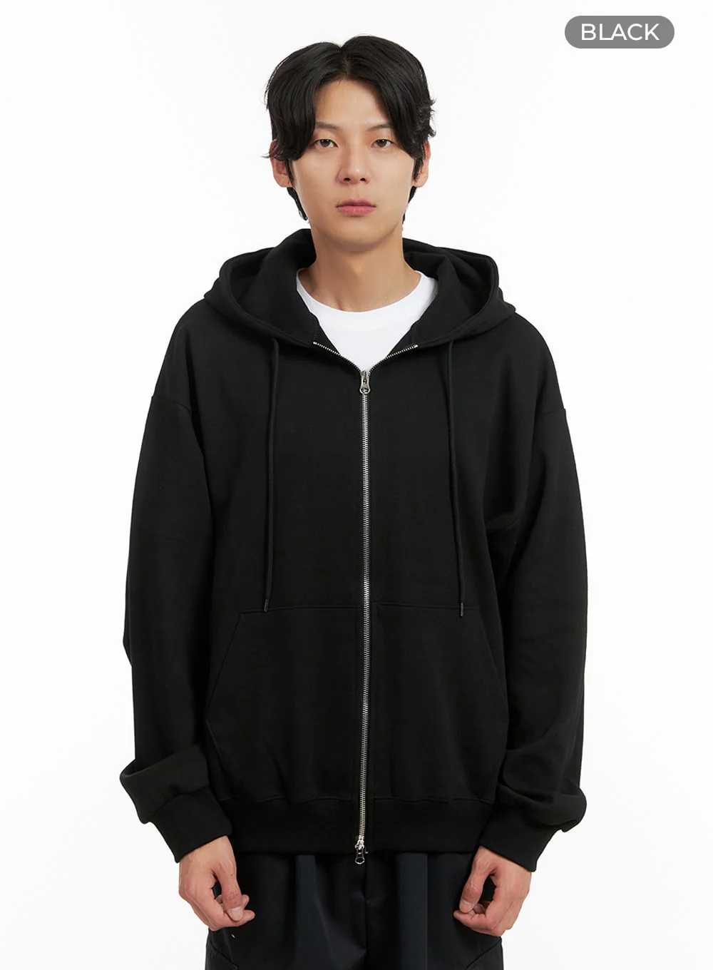 Men's Basic Hoodie Jacket (Black) IY402 - Image 7